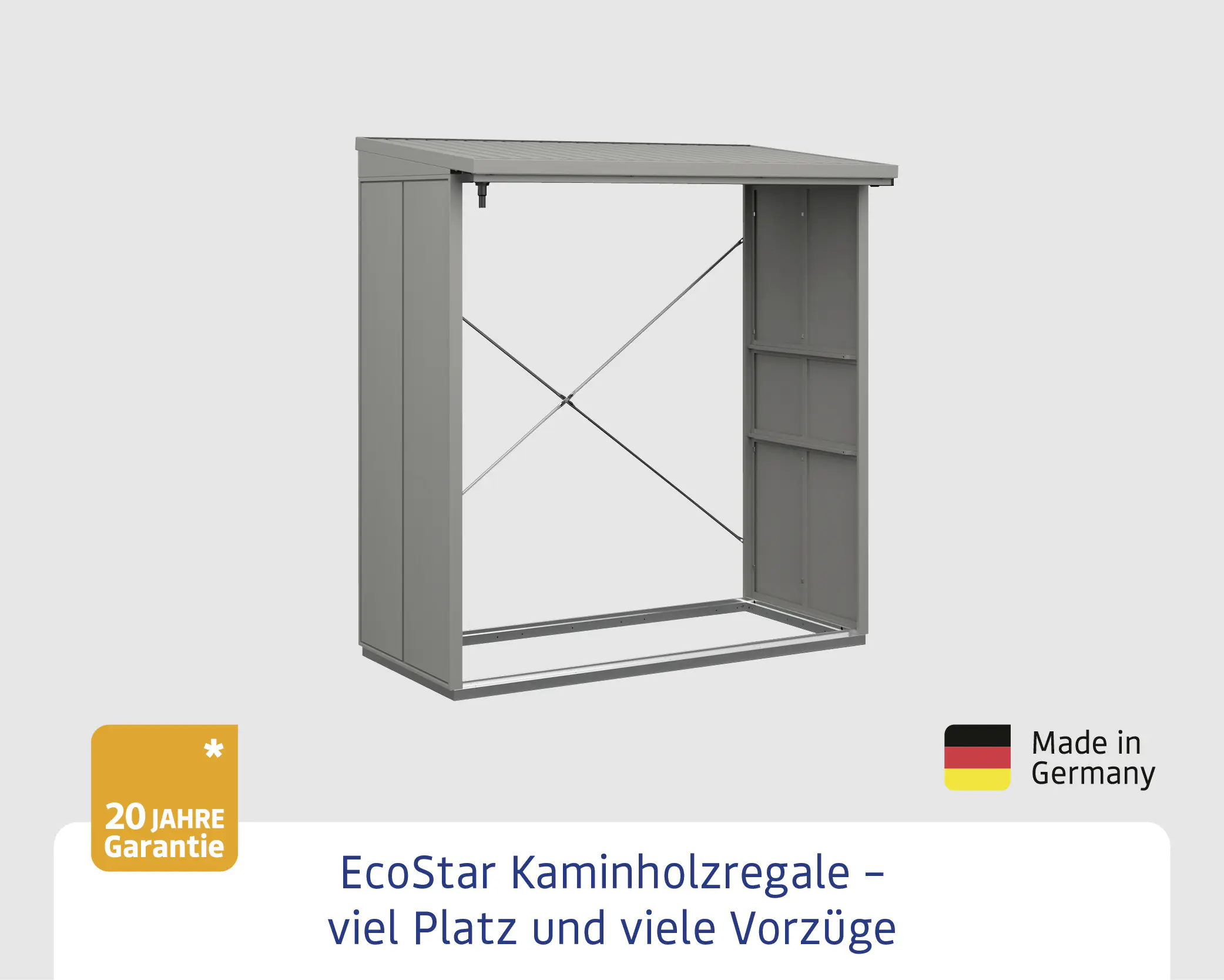 Ecostar Kaminholzregal Elegant-V Typ 2, graualuminium, mit Verstrebung