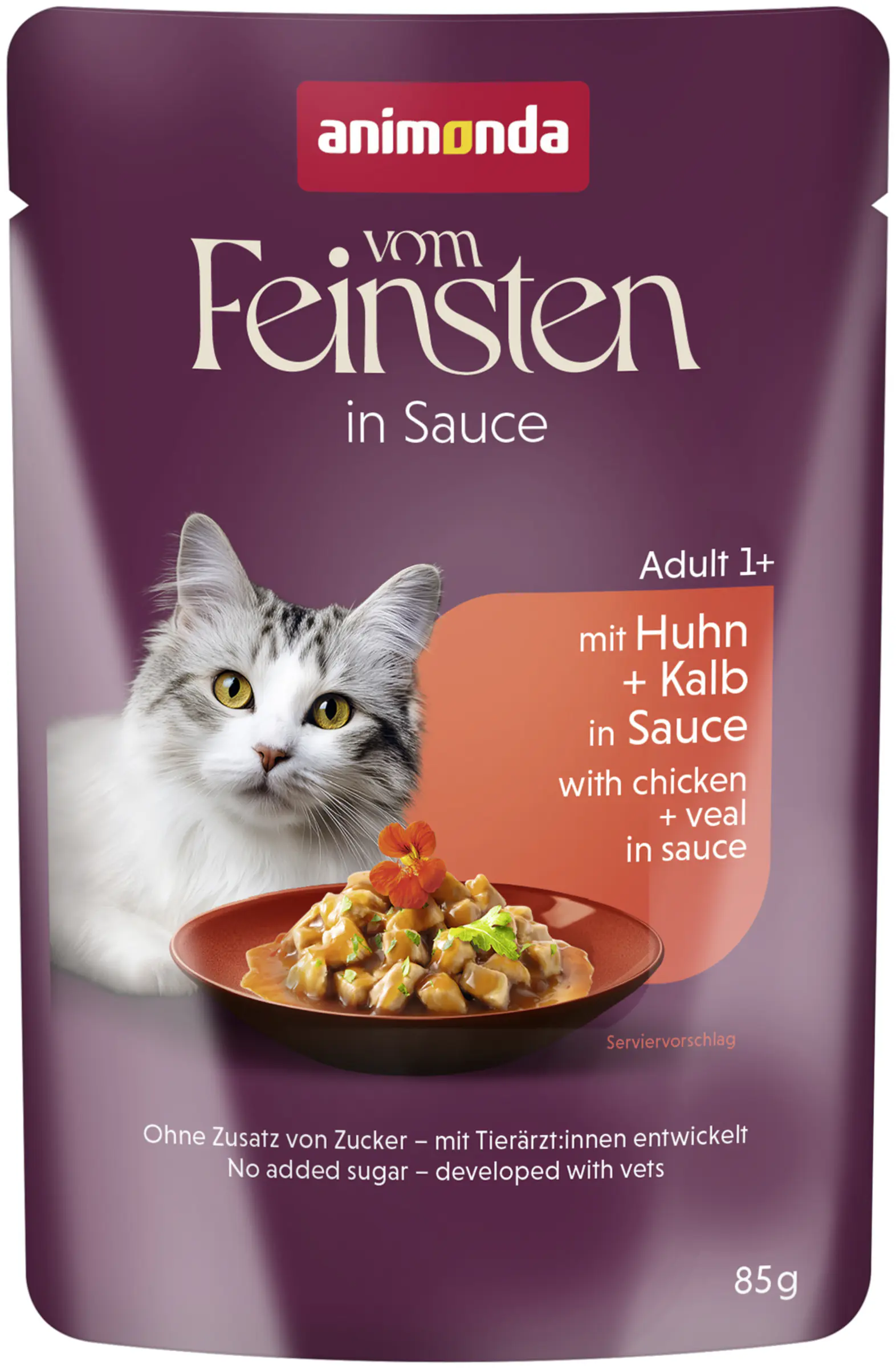 Animonda vom Feinsten Raffinesse Katzennassfutter Adult 85 g Huhn & Kalb in Sauce