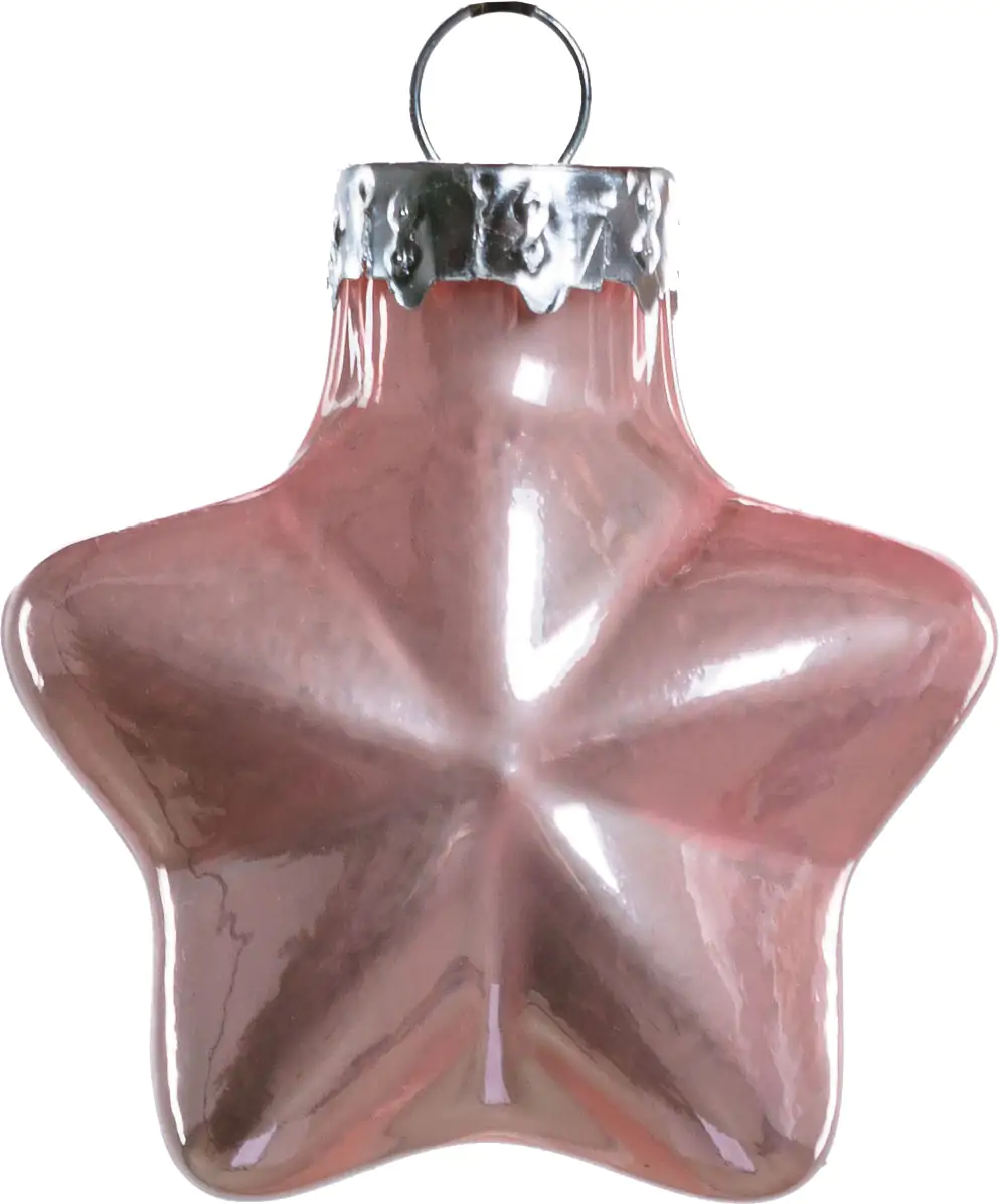 TrendLine Weihnachtskugeln Glas-Sterne 4 cm puderrosa 12 Stück
