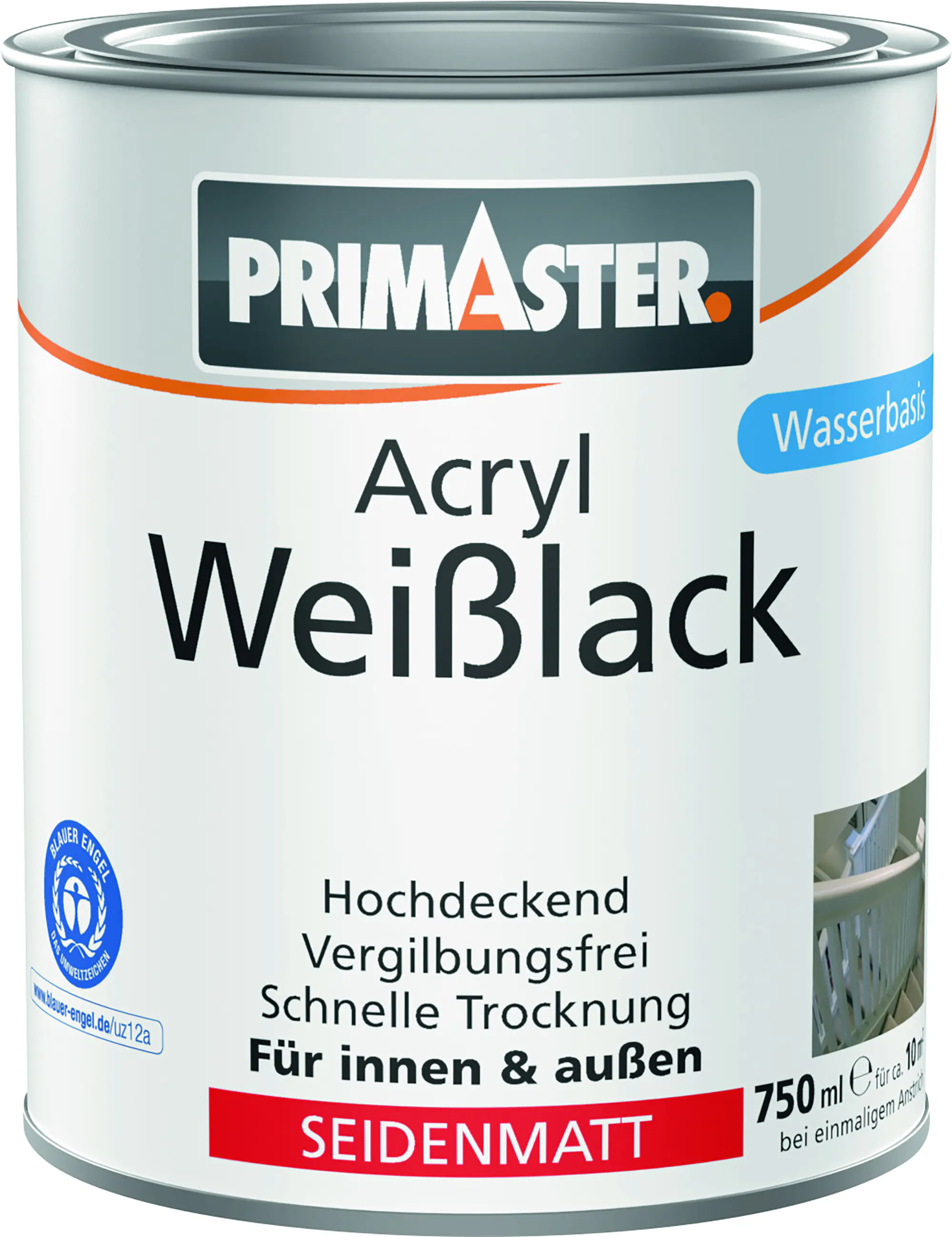 Primaster Acryl Weißlack seidenmatt 750 ml