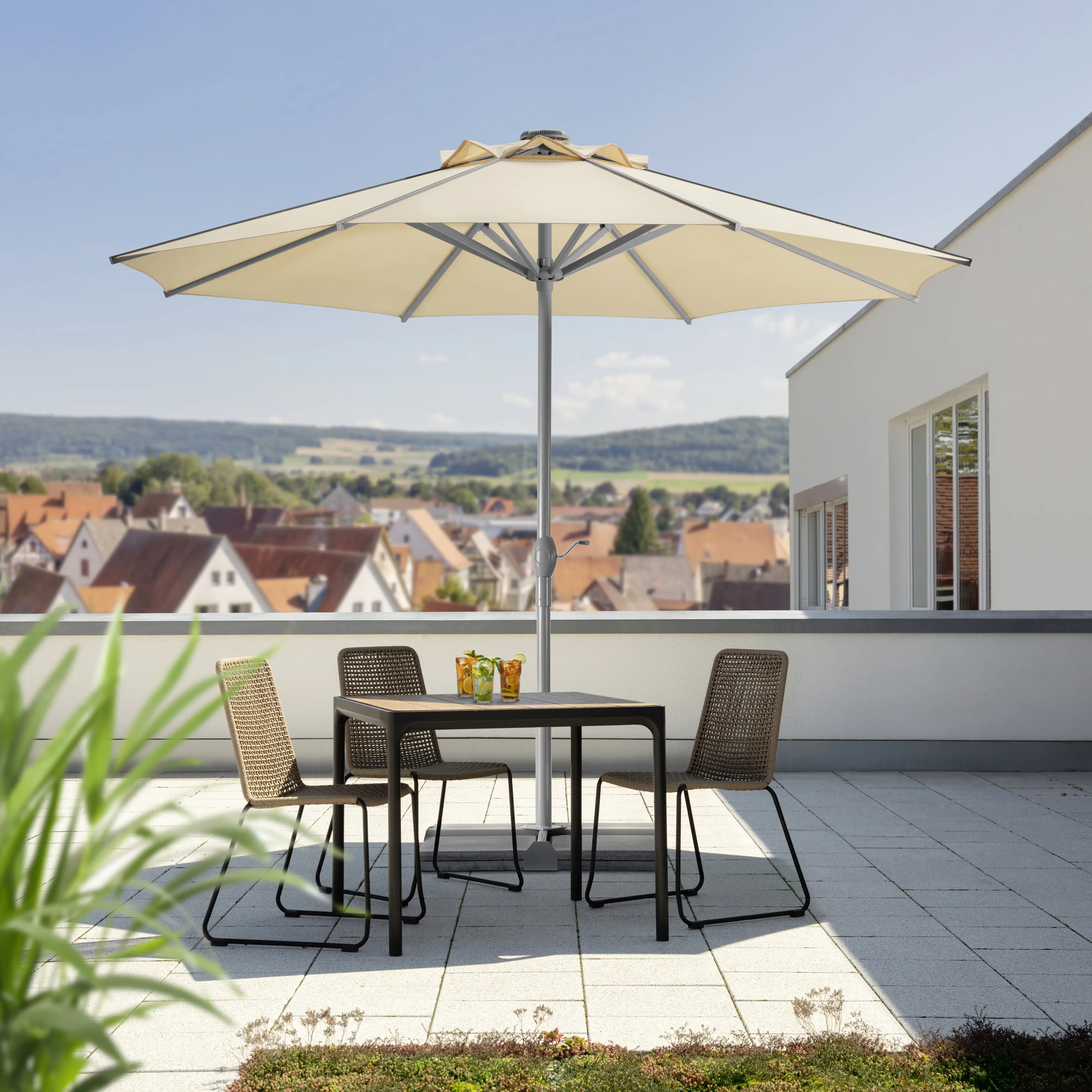 Schneider Sonnenschirm Rooftop natur Ø 350 cm inkl. Sonnenschirmhülle 
