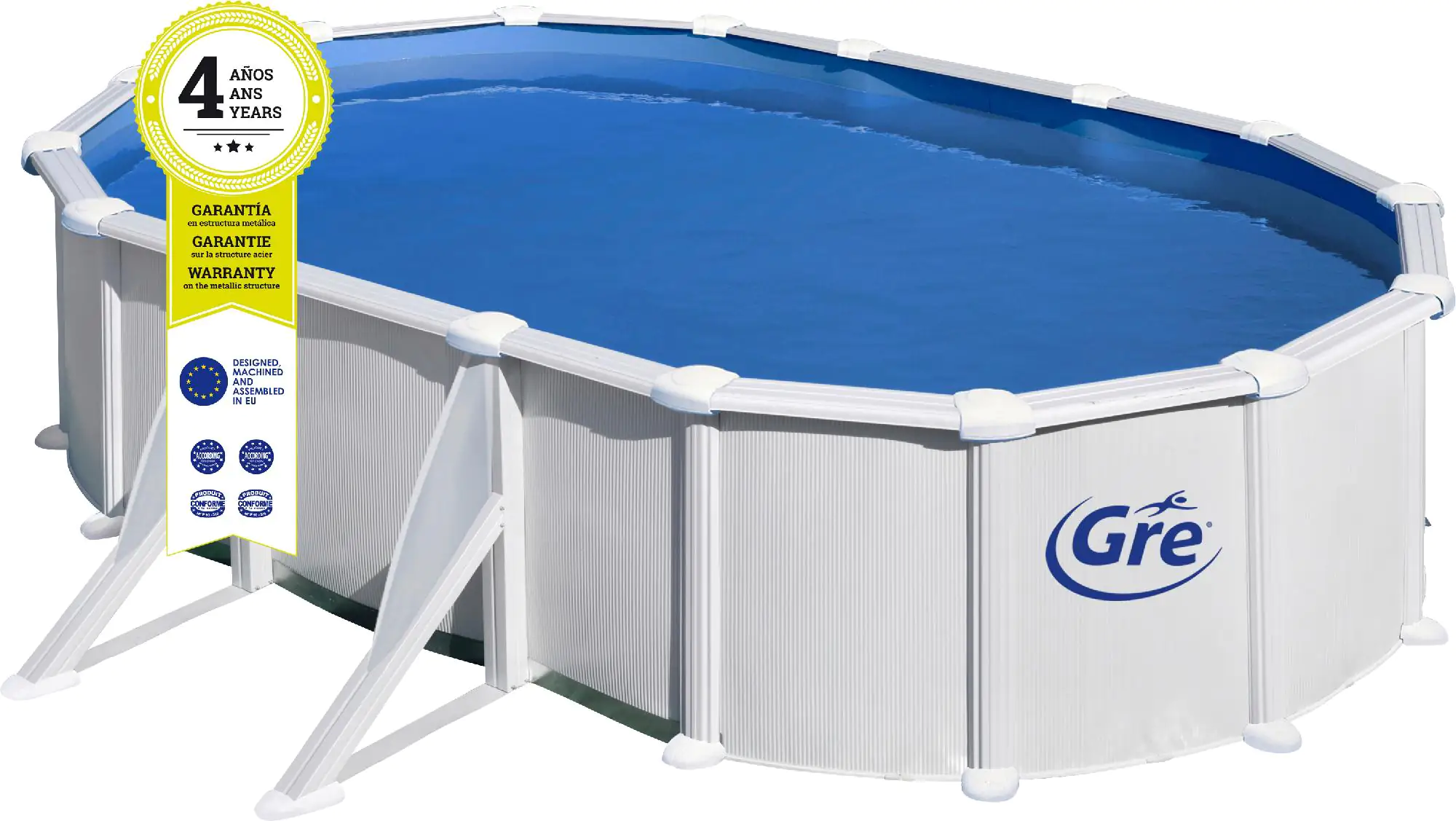 Gre Stahlwandpool Atlantis oval 500 x 300 x 132 cm, weiß