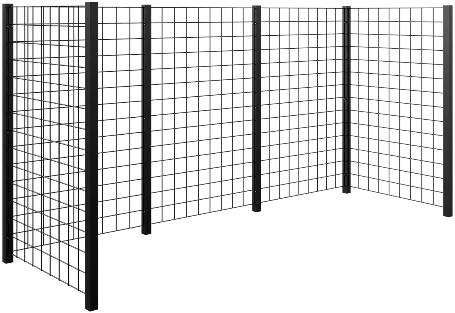 Plus Mülltonnenabtrennung Stahlspalier 288x99x140cm  RAL 9005 Schwarz