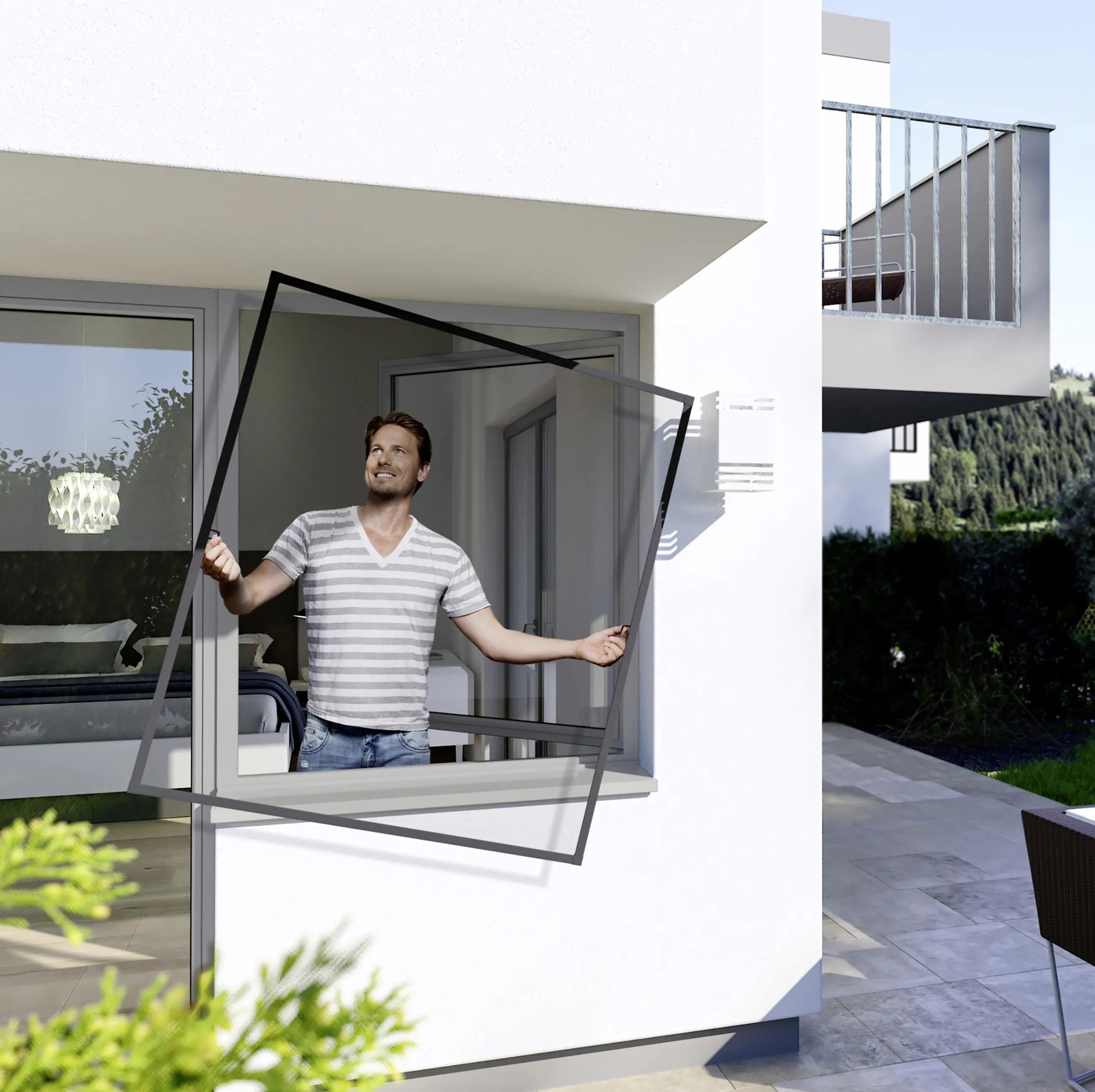 Windhager IS Fliegenschutz-Fenster Plus 140 x 150 cm schwarz/anthrazit