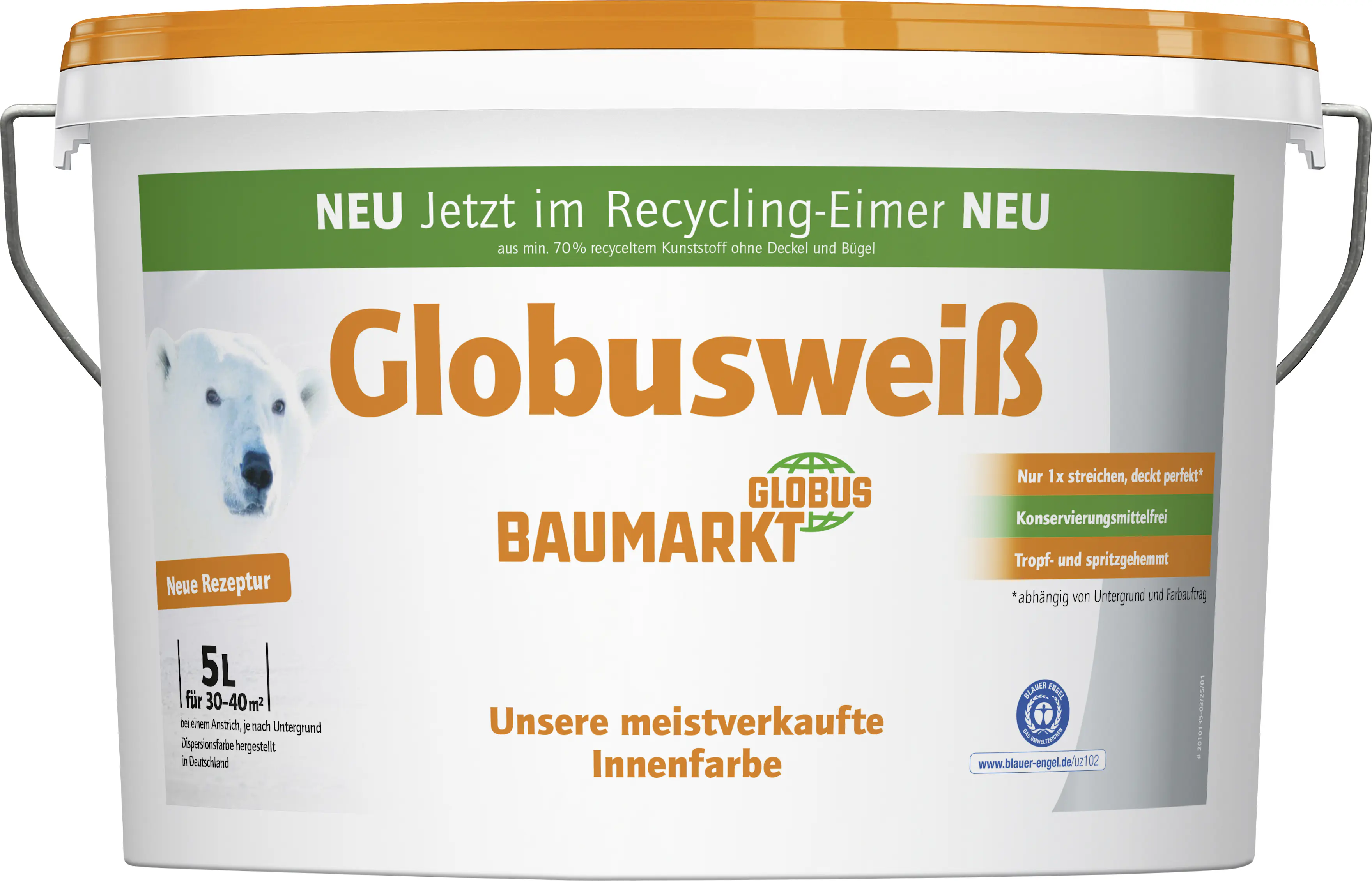 Globusweiß Wandfarbe weiß matt 5L 