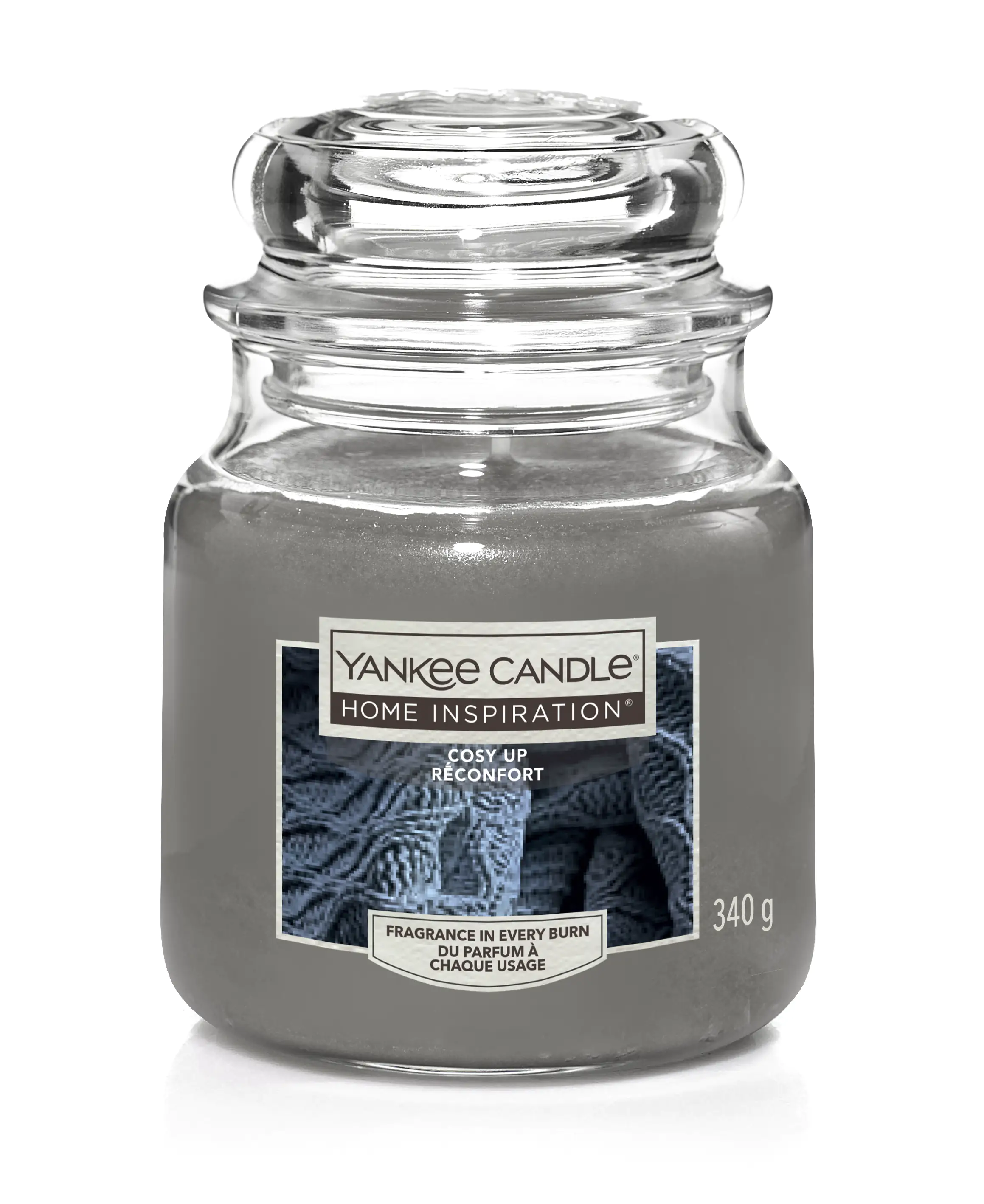 Yankee Candle Duftkerze Mittleres Glas Cosy Up 340 g, grau
