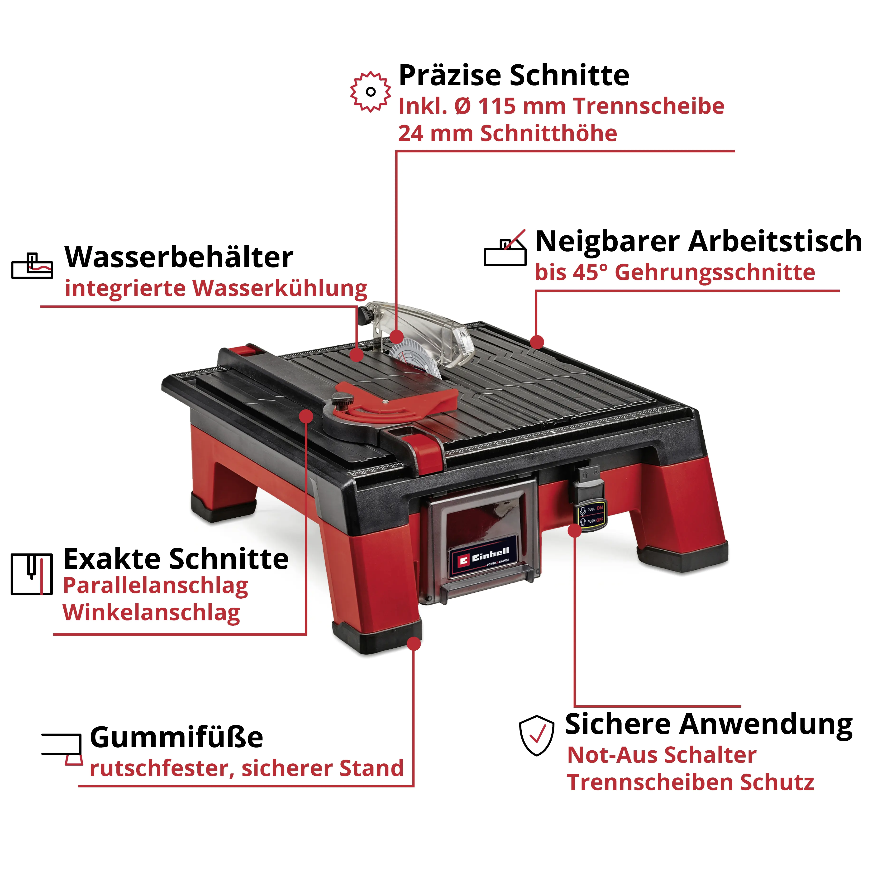 Einhell Expert Akku-Fliesenschneidmaschine TE-TC 18/115 Li Solo 18 V
