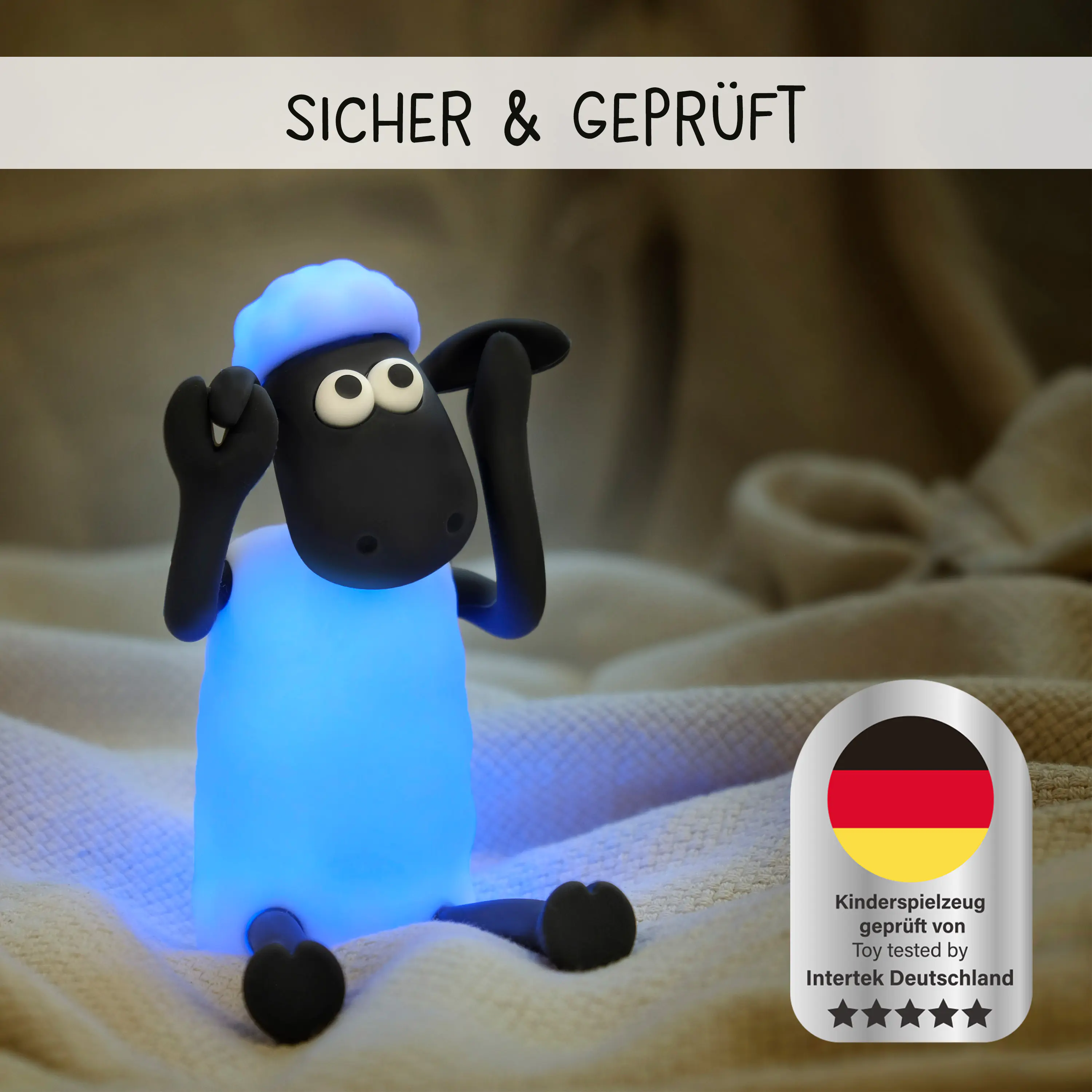 MegaLight LED Shaun das Schaf Nachtlicht RGB USB-Anschluss