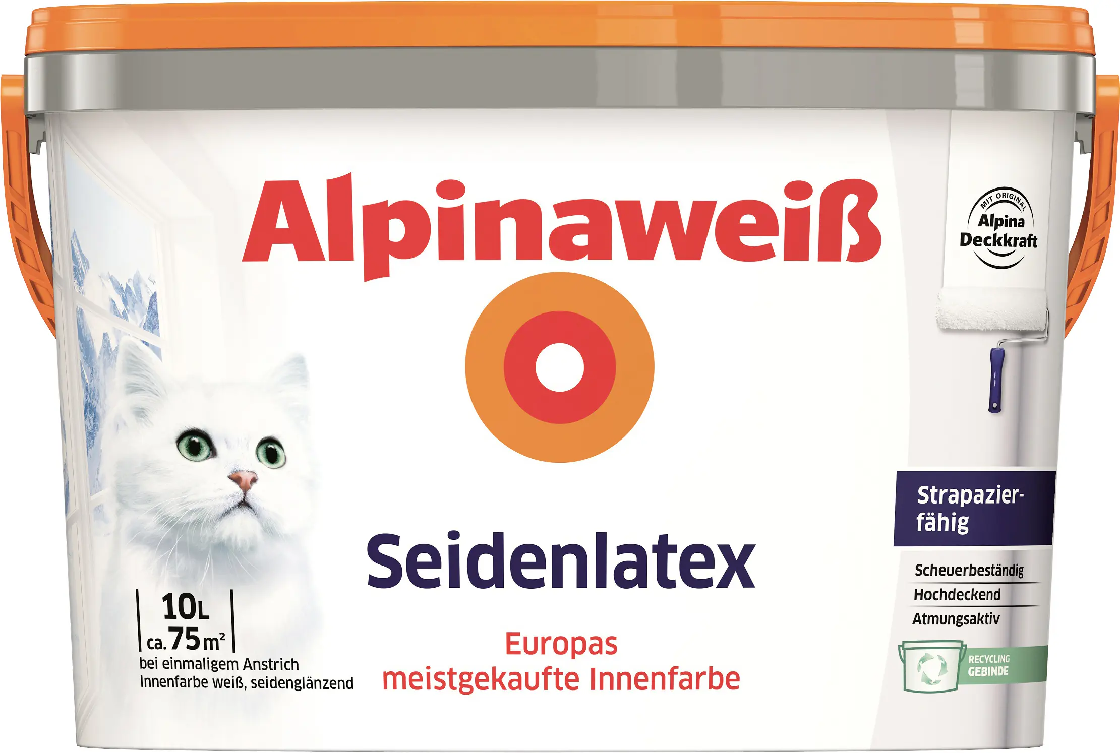 Alpina Seidenlatex Alpinaweiß 10 L seidenglänzend