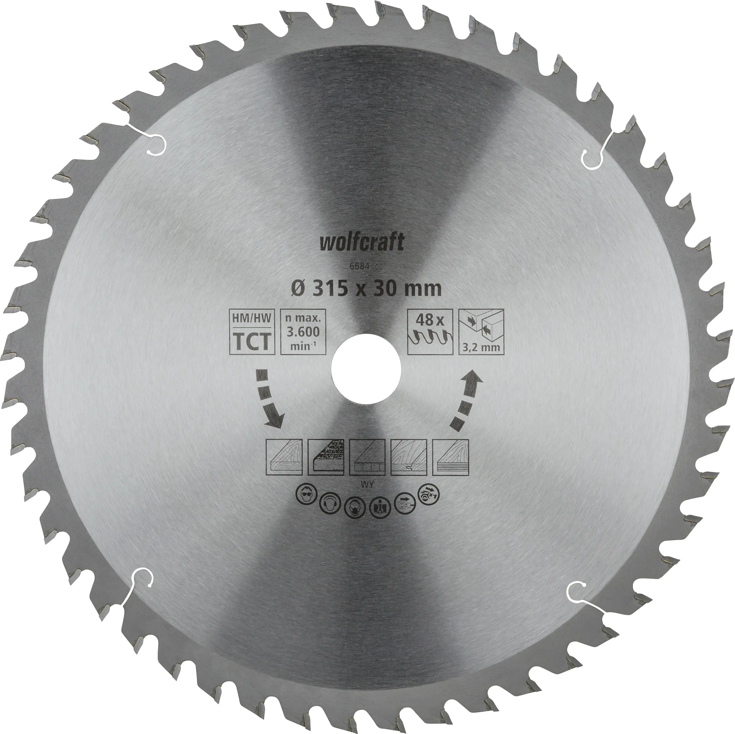 Wolfcraft Kreissägeblatt Ø 315 mm Bohrung Ø 30 mm 48 Zähne