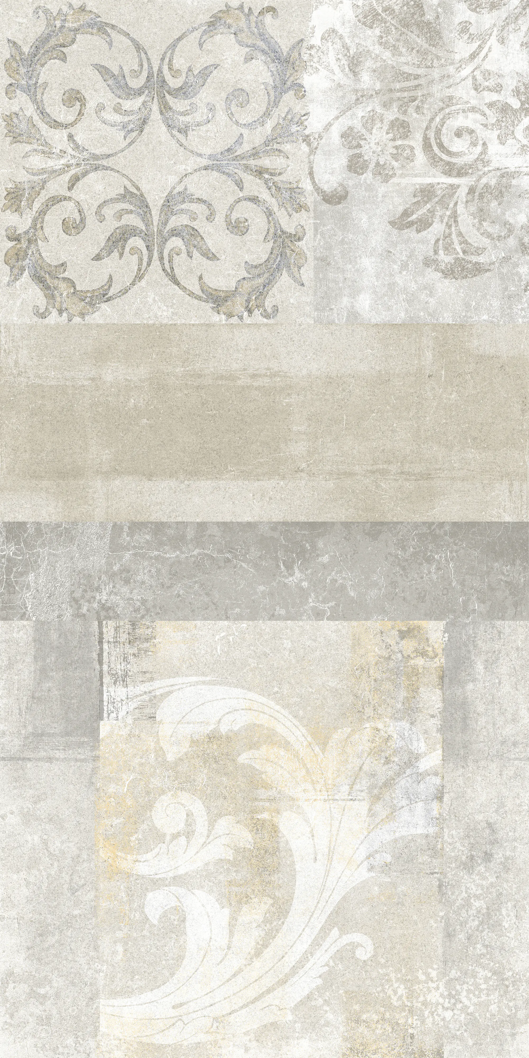 Bodenfliese Feinsteinzeug Decoro Barocco 60 x 120,2 cm beige-grau-anthrazit
