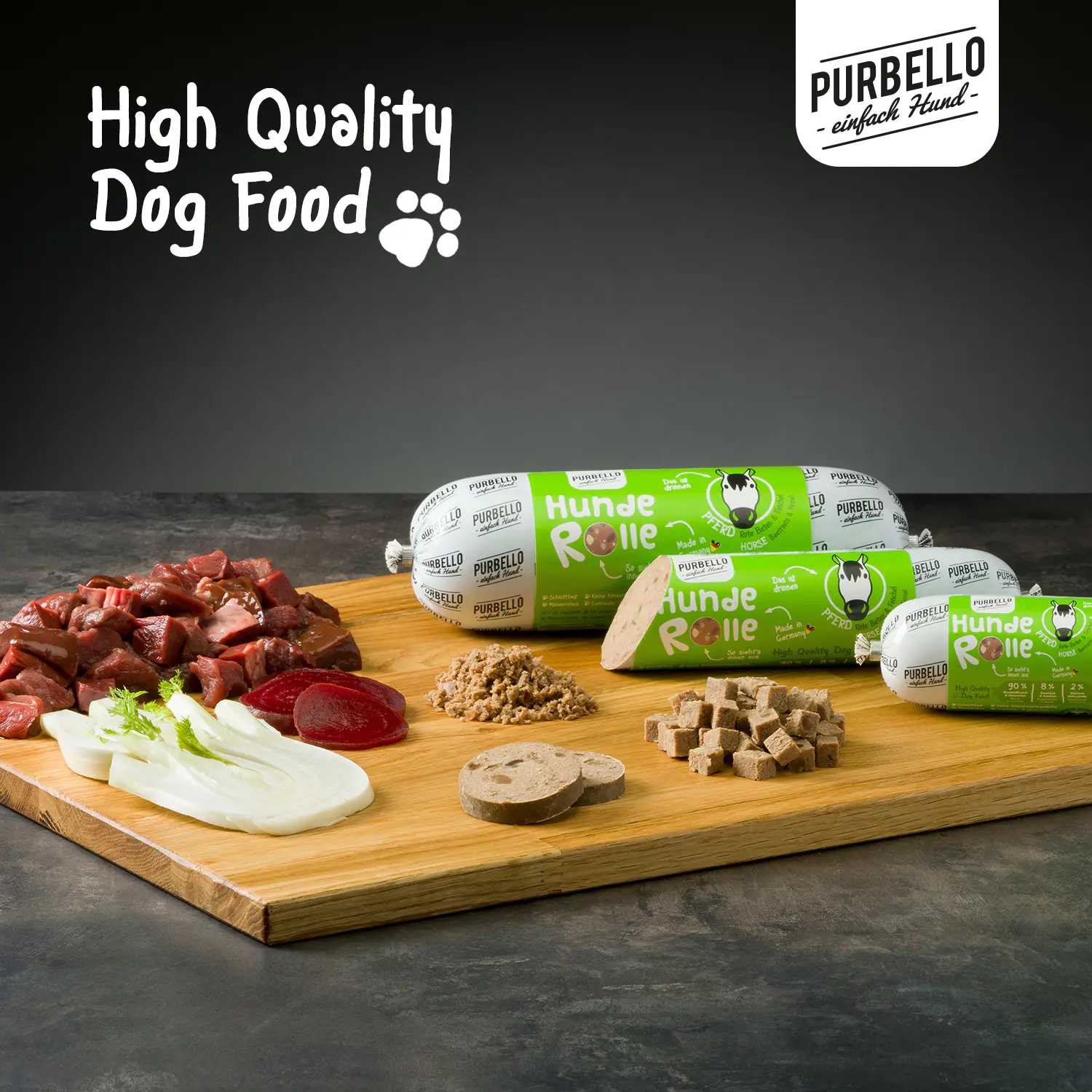 Purbello Hundefutter Rolle Adult getreidefrei 800 g Pferd