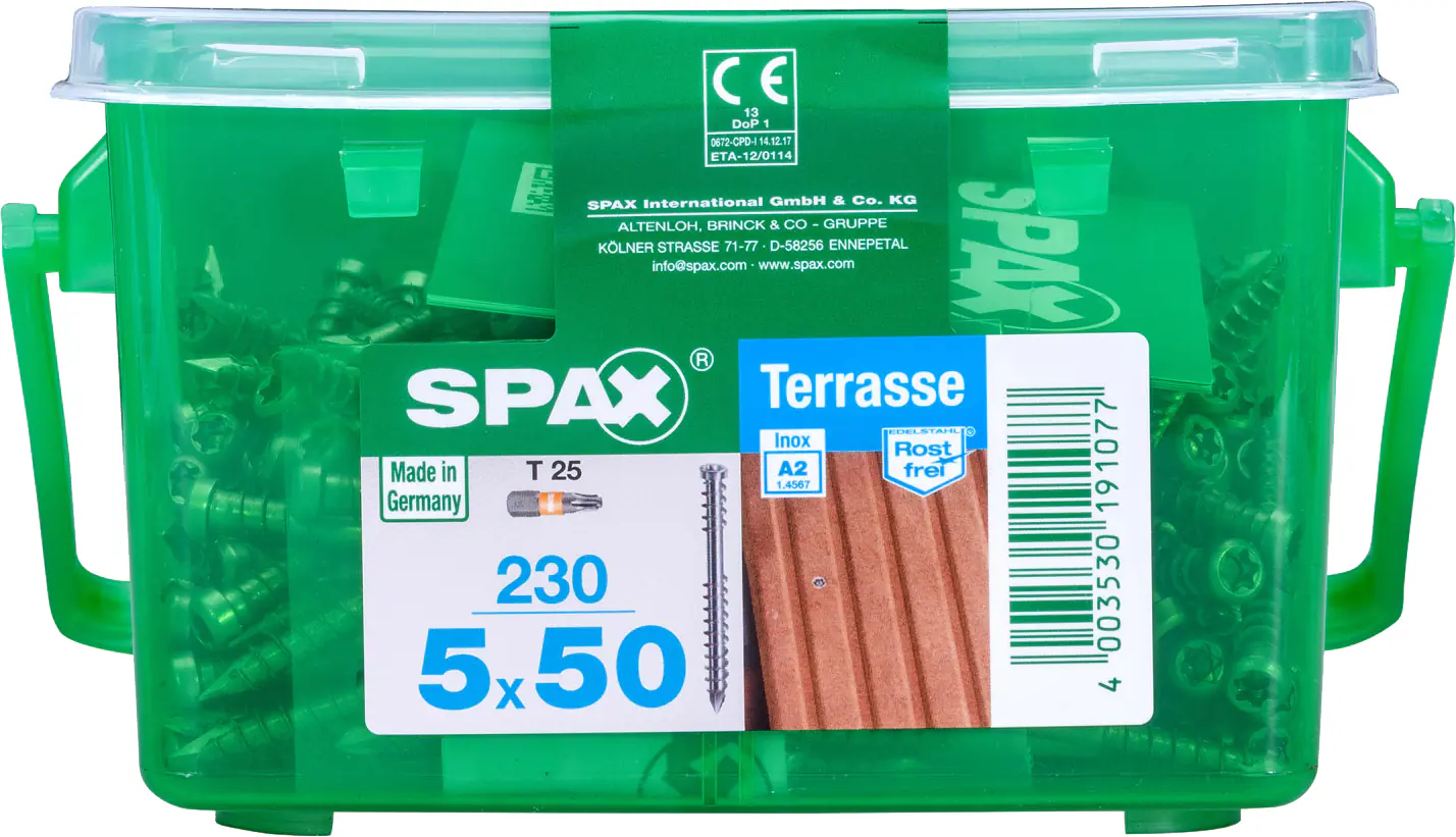 Spax Terrassenschrauben 5.0 x 50 mm TX 25 Zylinderkopf - 230 Stk.