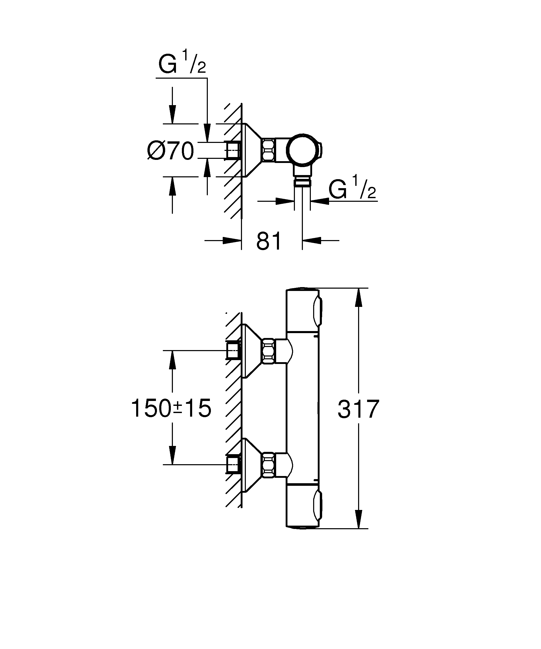 Grohe Brause-Thermostat Precision Flow verchromt