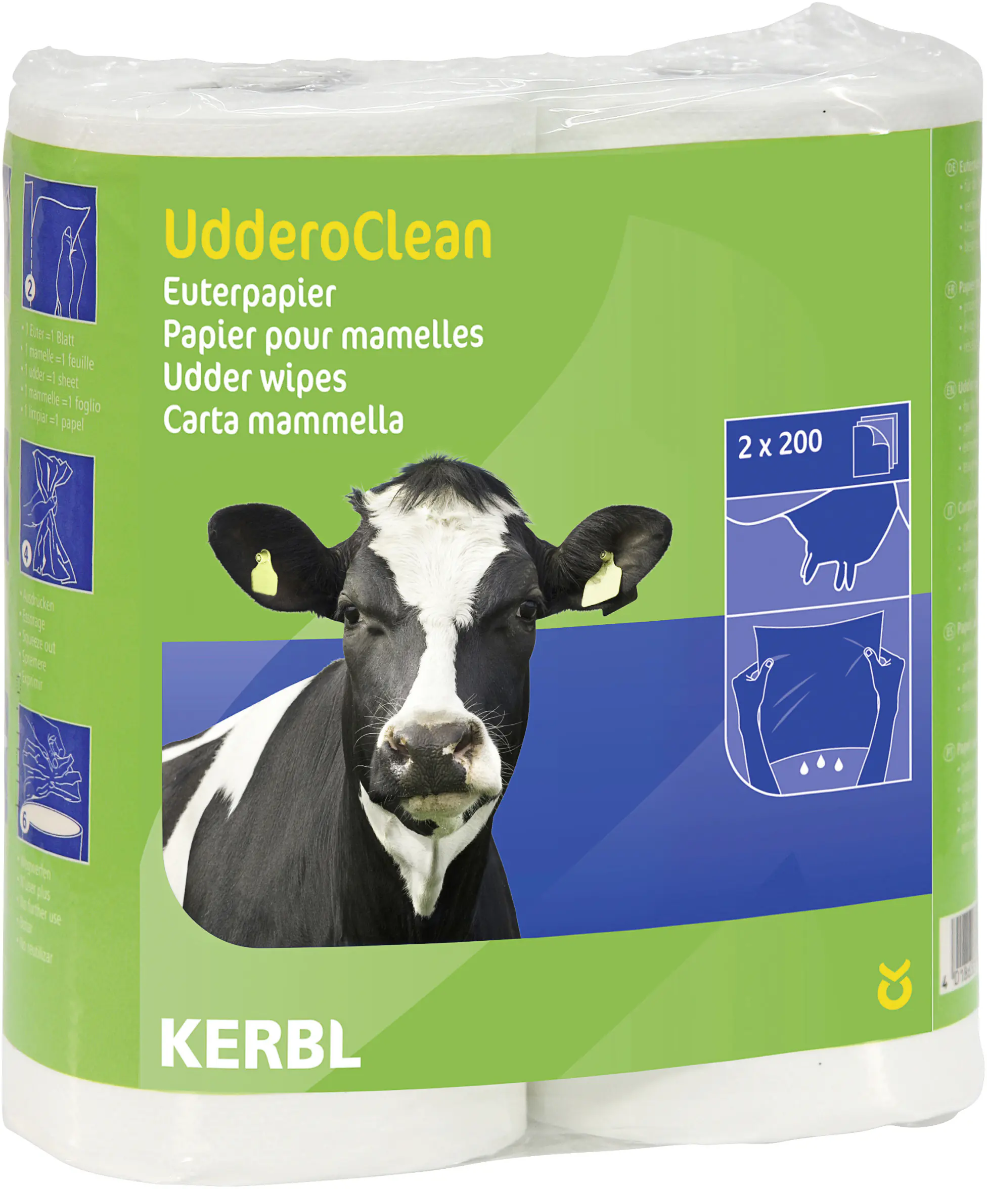 Kerbl Euterpapier UdderoClean für Trocken- und Nassreinigung
