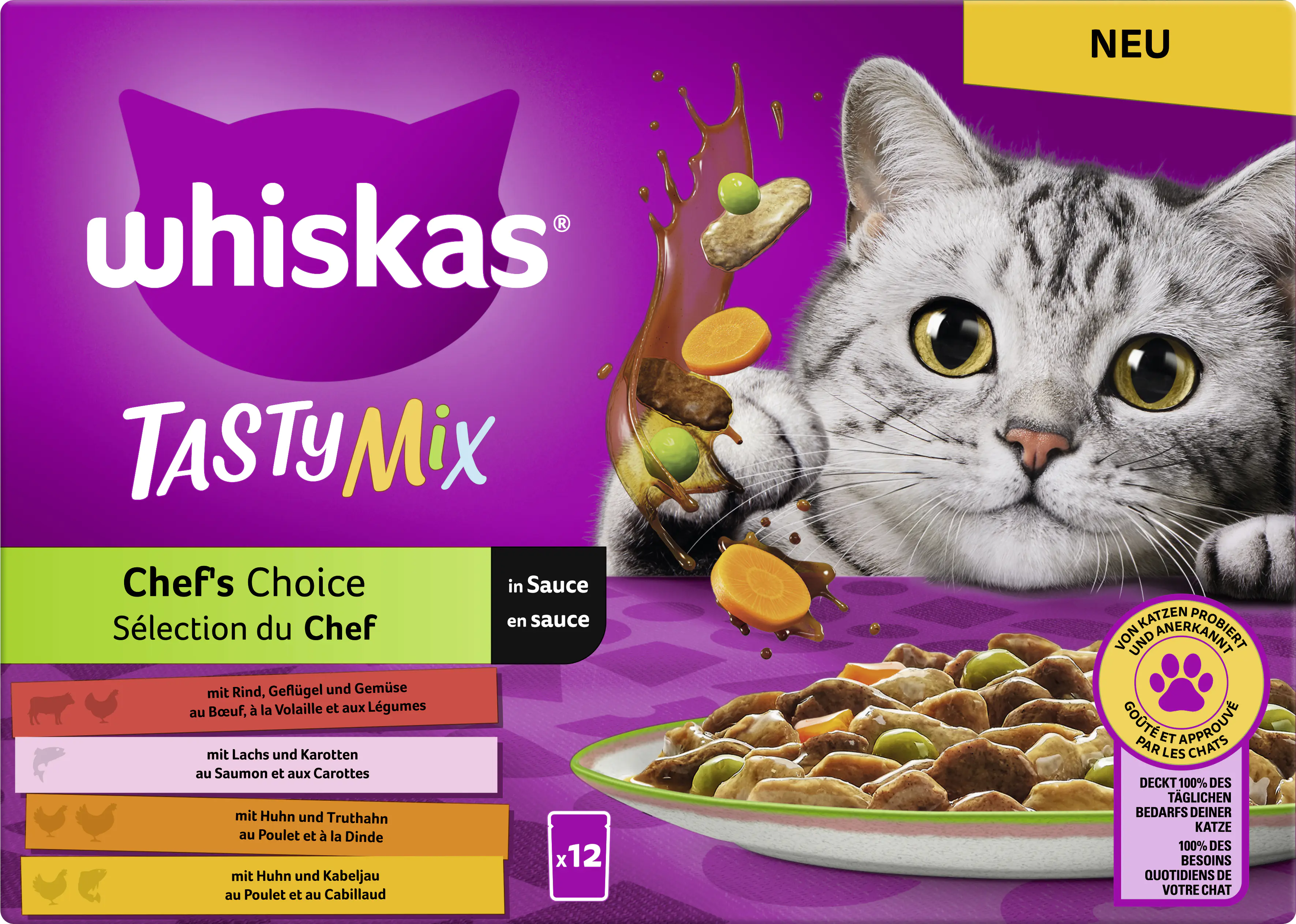 Whiskas Multipack Chefs Choice Tasty Mix Katzenfutter 12 x 85 g