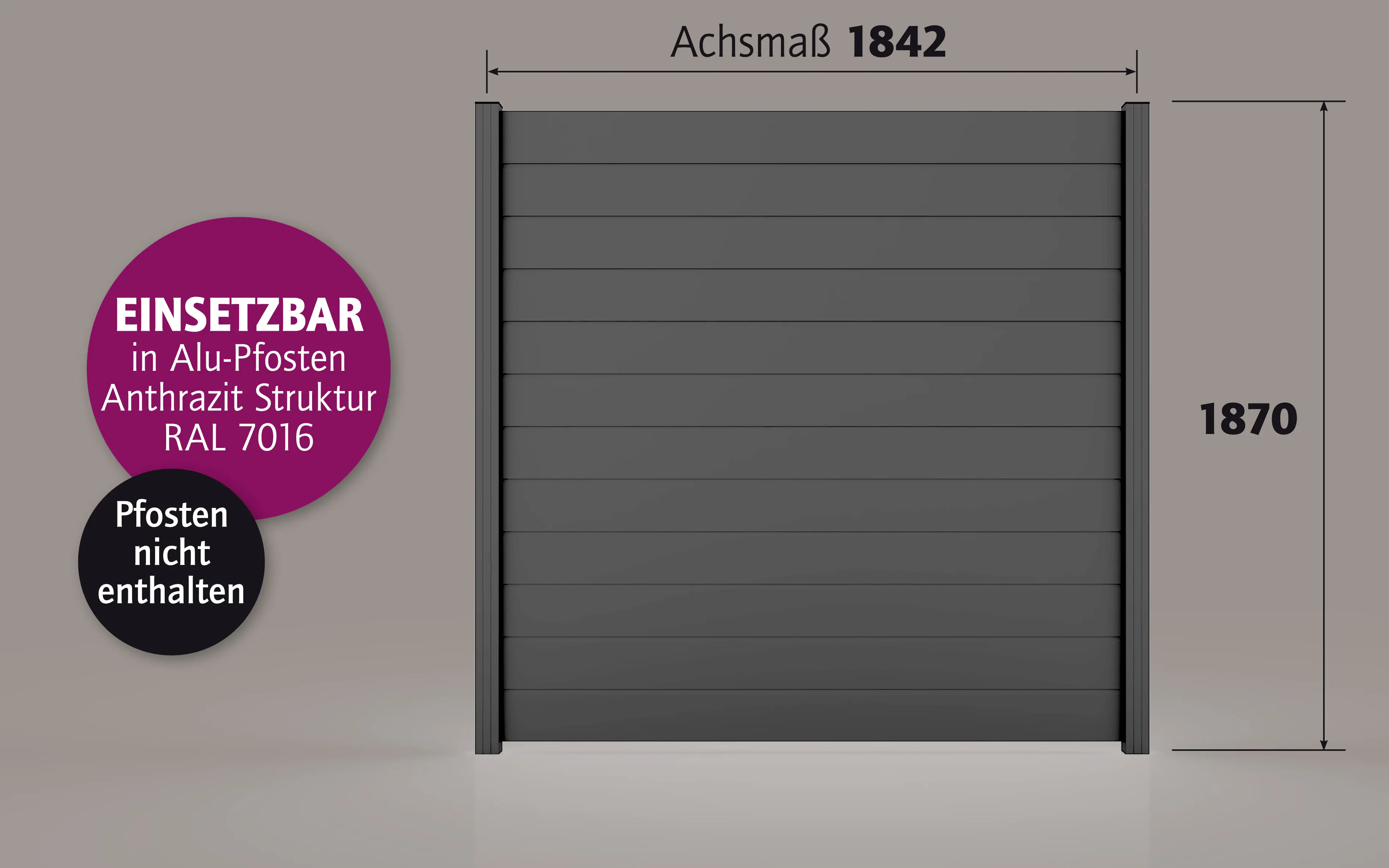 Ambiente Alu-Zaun Paneel 150 B x H: 180 cm x 180 cm, 22 mm stark