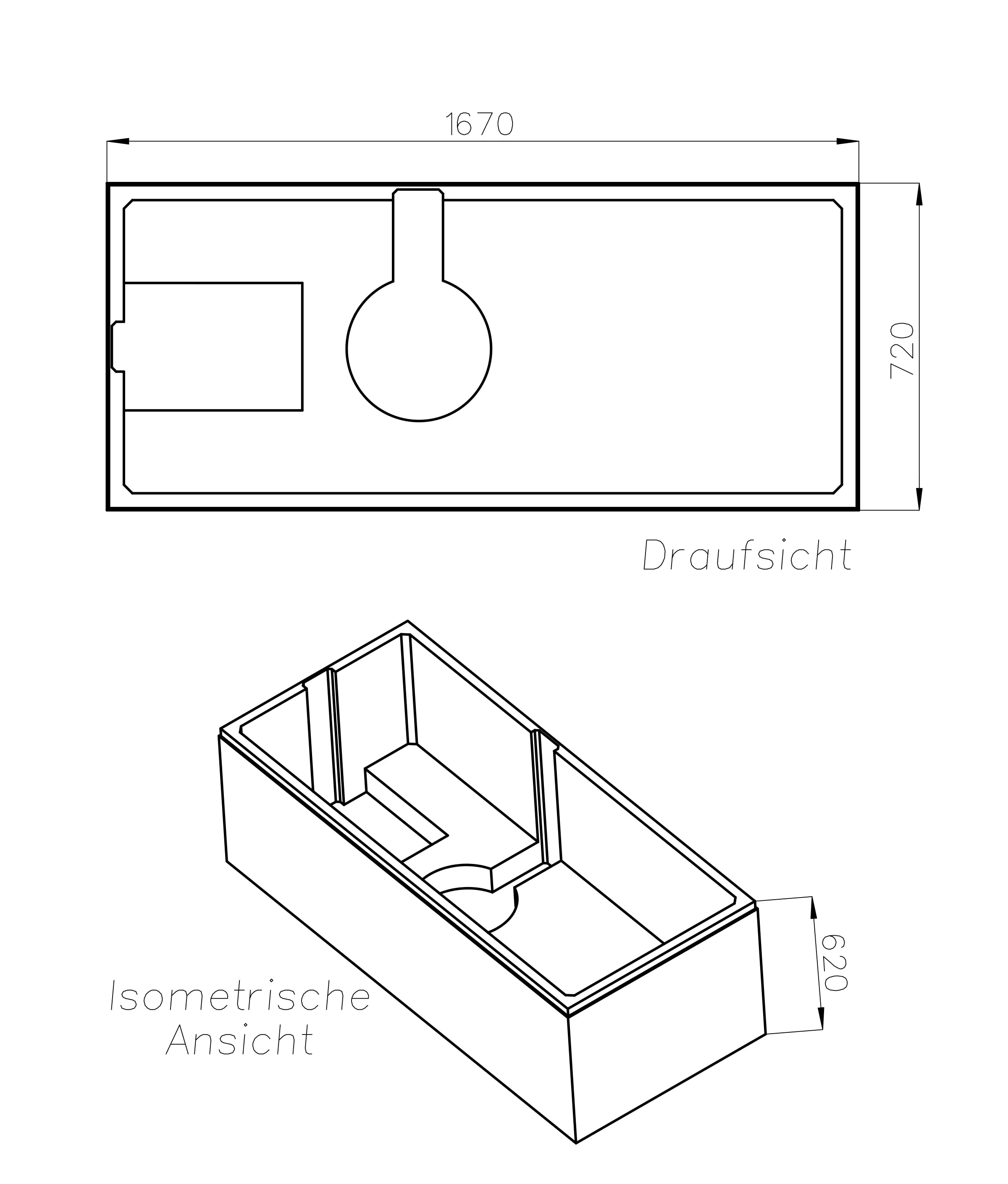 Ottofond Wannenträger Porta 1670 x 720 mm