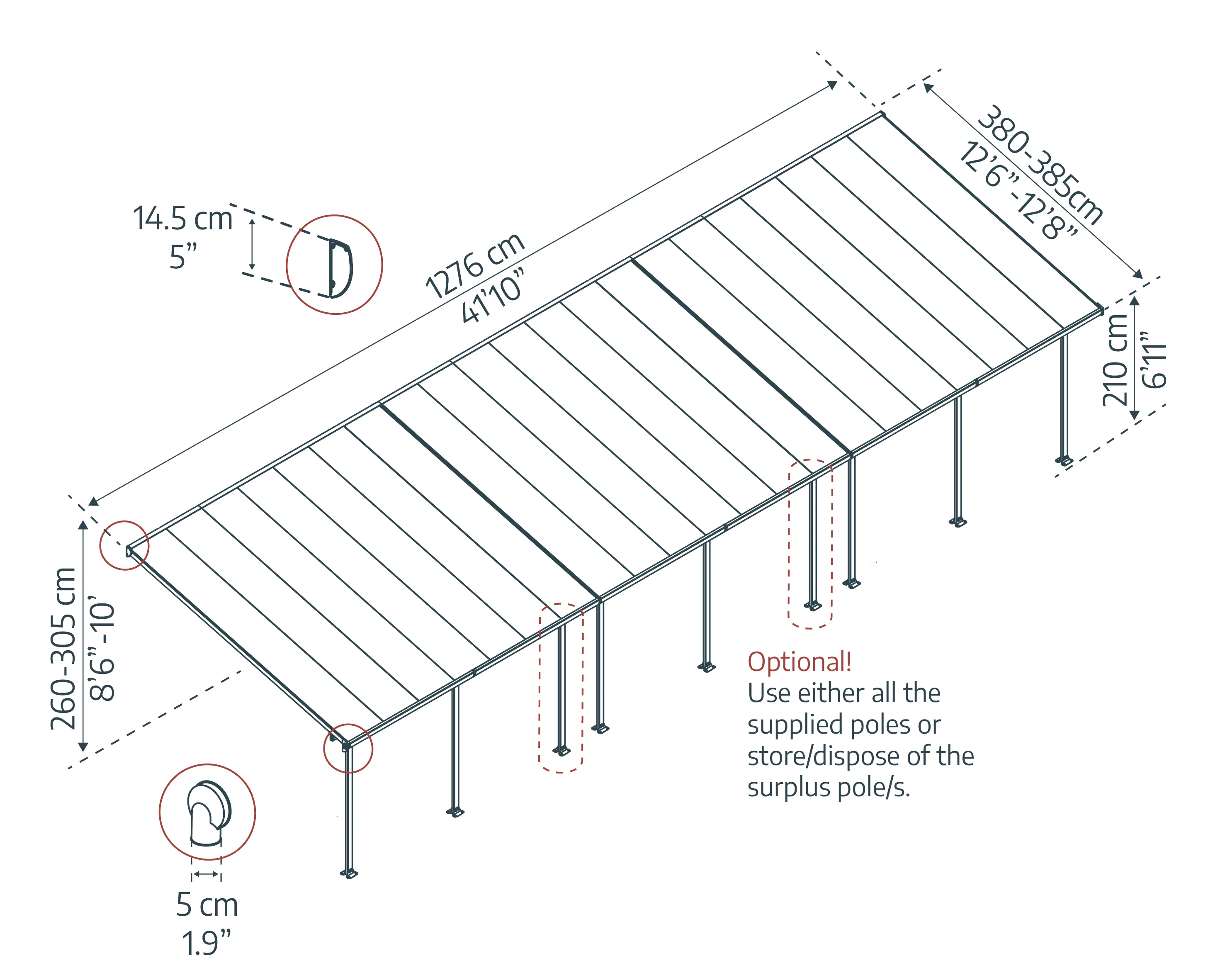 Canopia Terrassenüberdachung Feria 1276 x 380 cm weiß