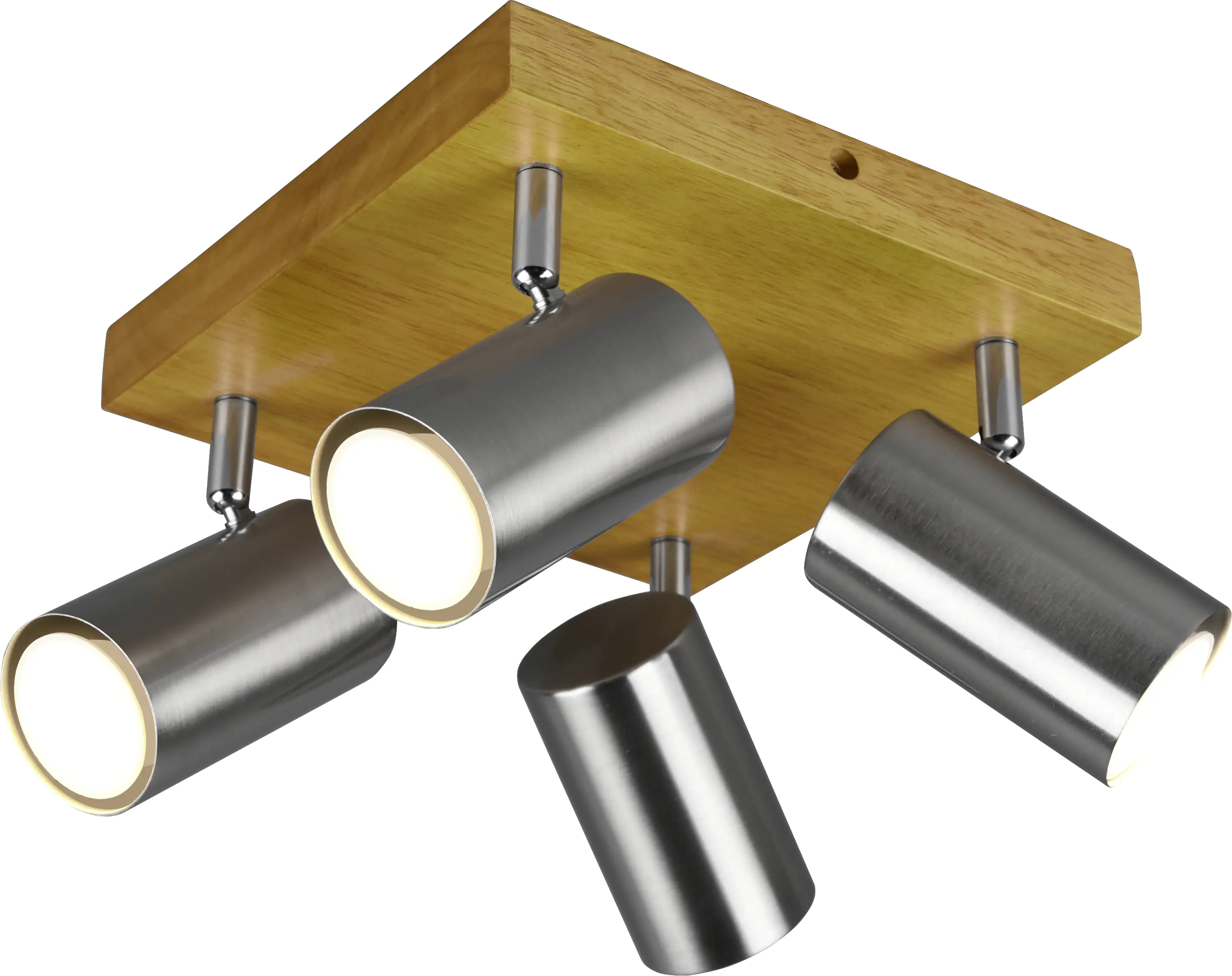 Trio Leuchten 4er Spot Marley GU10, nickel matt, holzfarbig