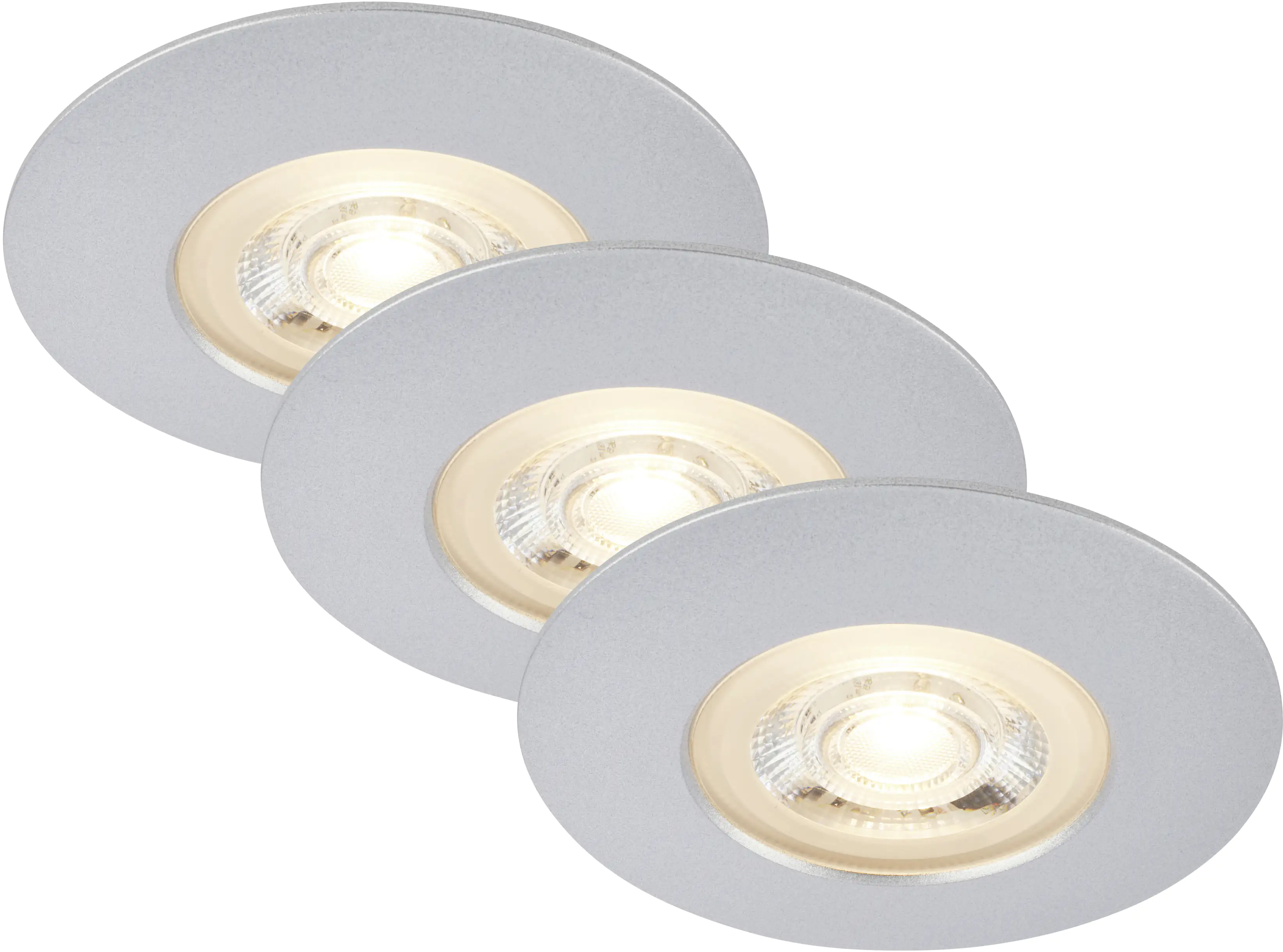 Di-Ka LED Einbauleuchte Kulana 3er Set chrom-matt Ø 9 cm 4,9W, warmweiß
