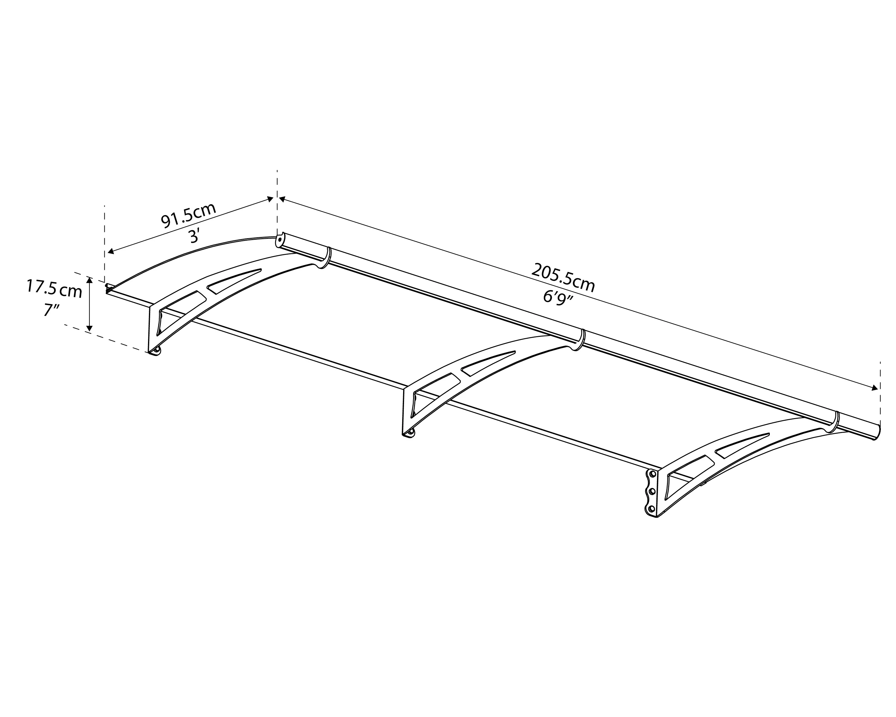 Canopia Vordach Aquila 2050 Hellgrau Alu 206 x 92 cm