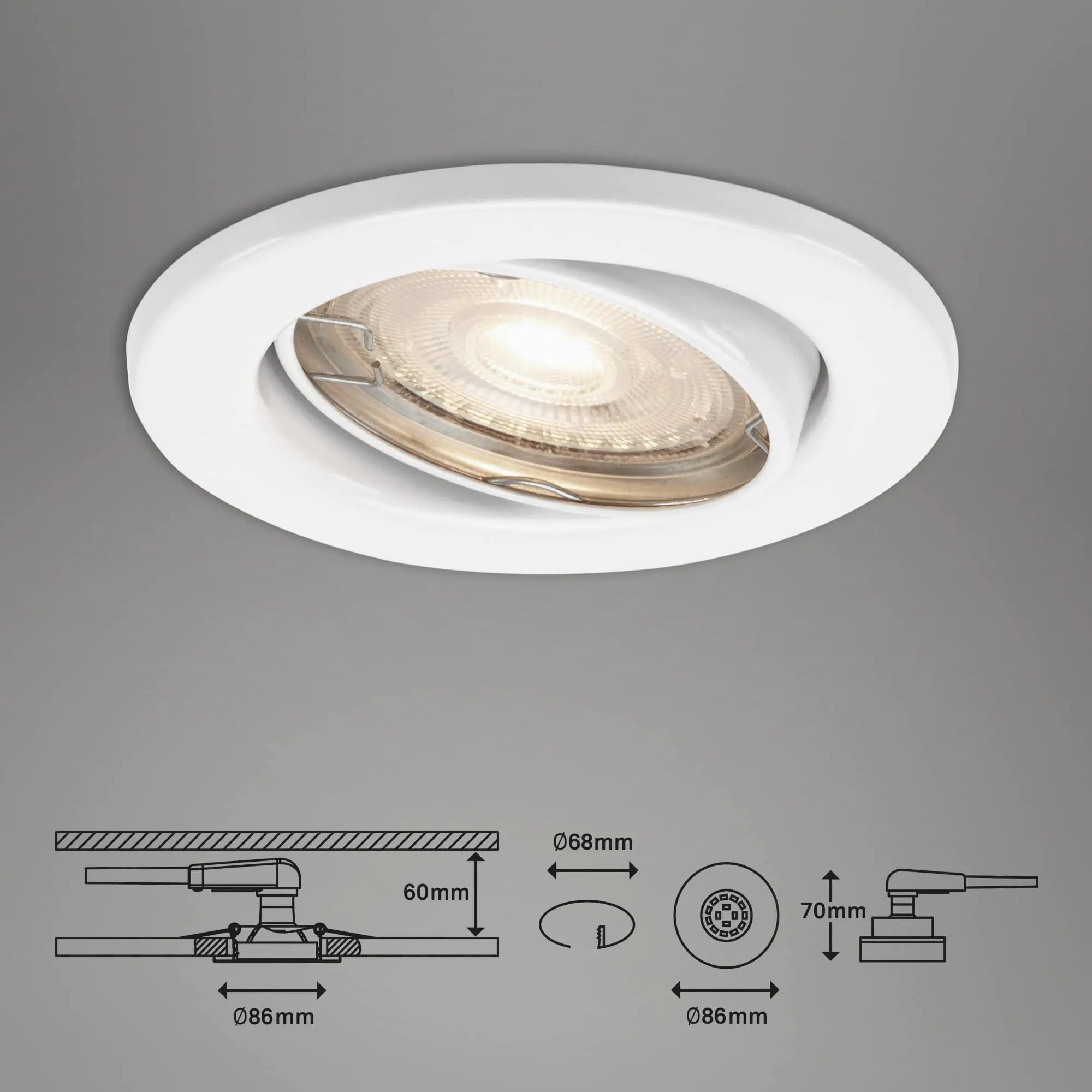 Di-Ka LED Einbauleuchte Sten 3er Set weiß Ø 8,6 cm GU10, warmweiß
