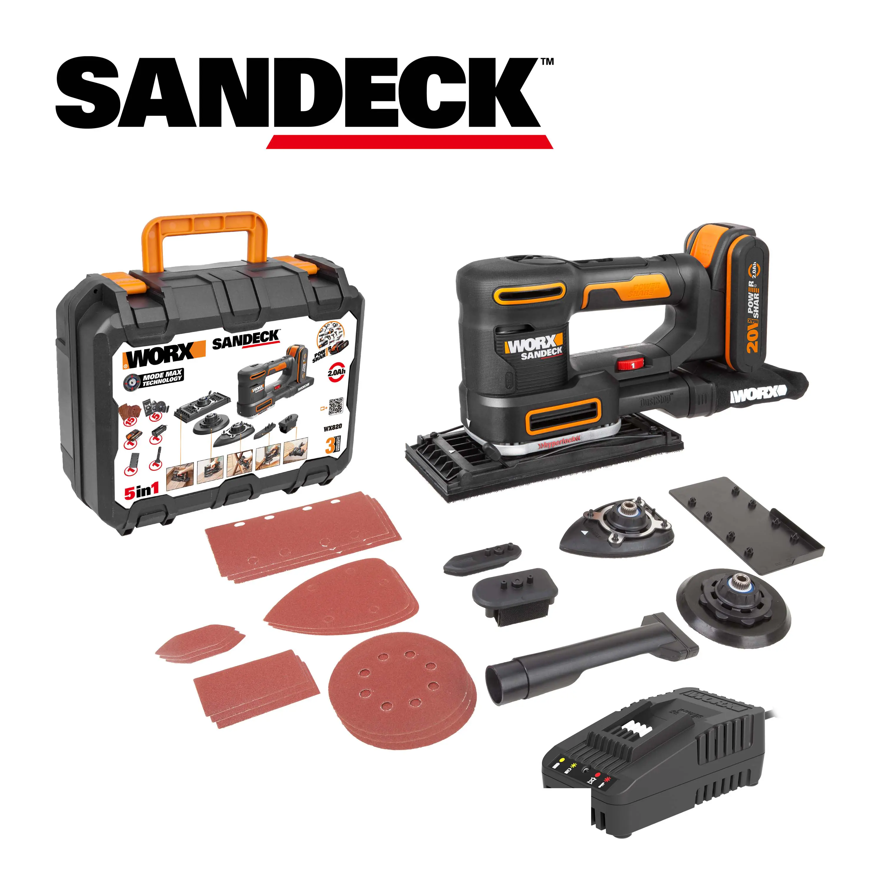 Worx Akku-Multischleifer Sonicrafter WX820 20 V inkl. Akku 2 Ah & Ladegerät