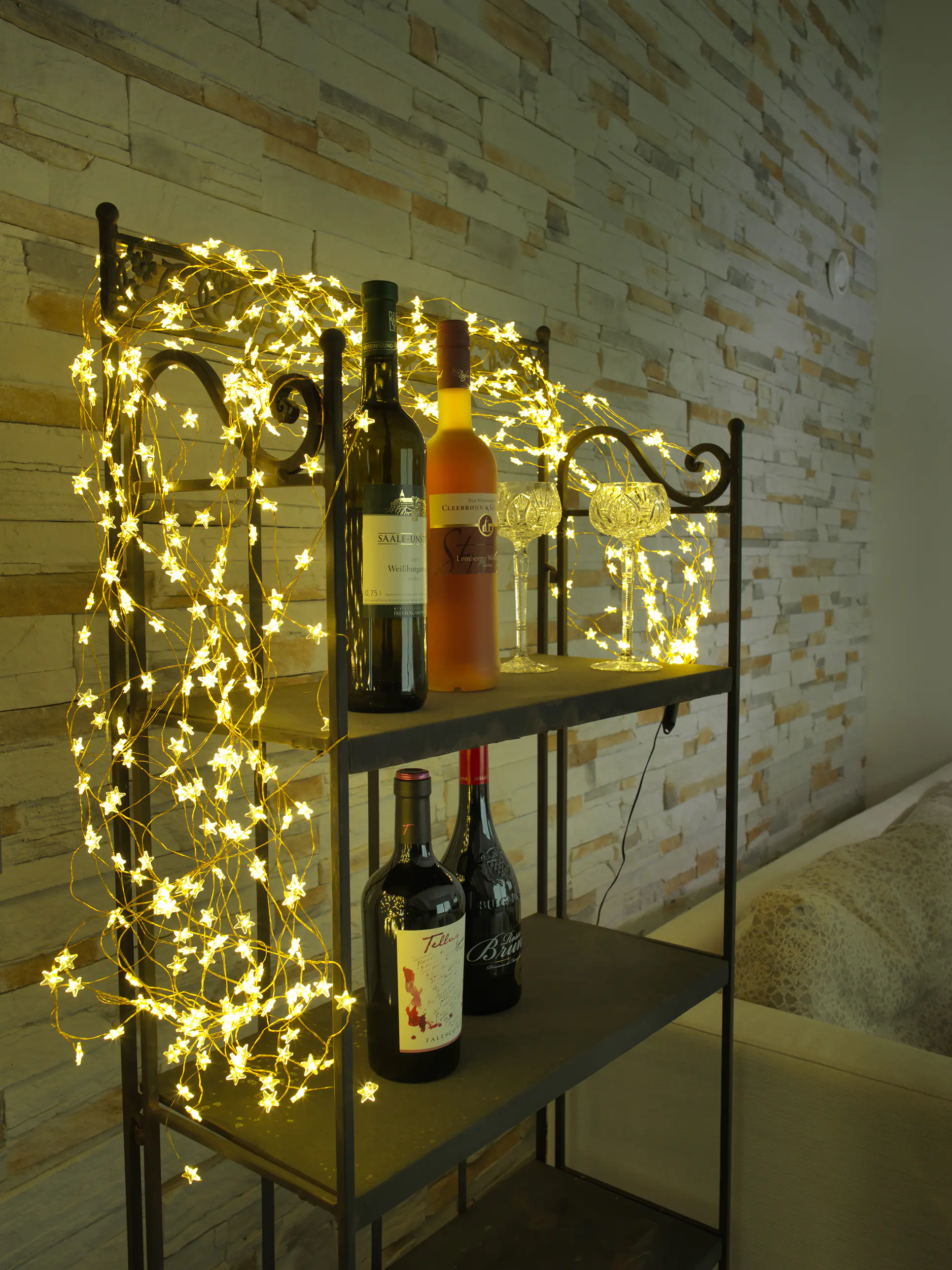 Konstsmide LED Sternenlametta gold 10 Stränge à 9 Dioden warmweiß