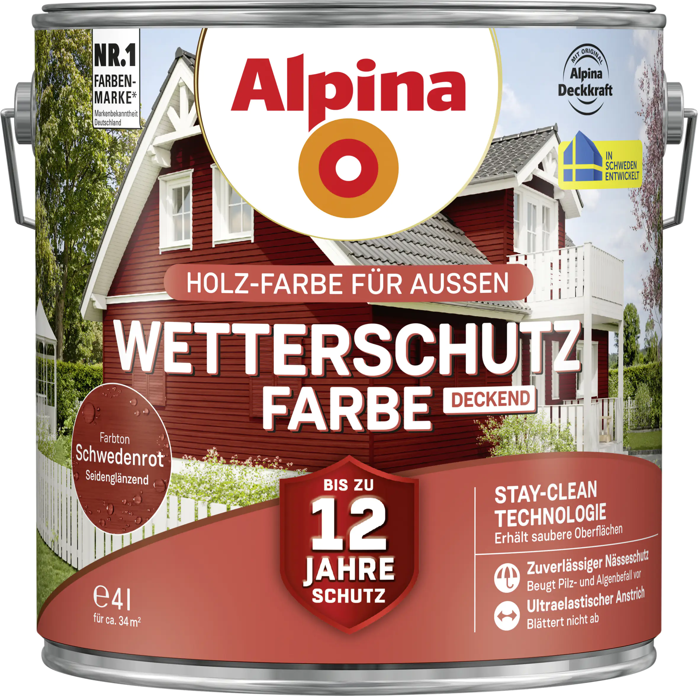 Alpina Wetterschutzfarbe 4 L schwedenrot