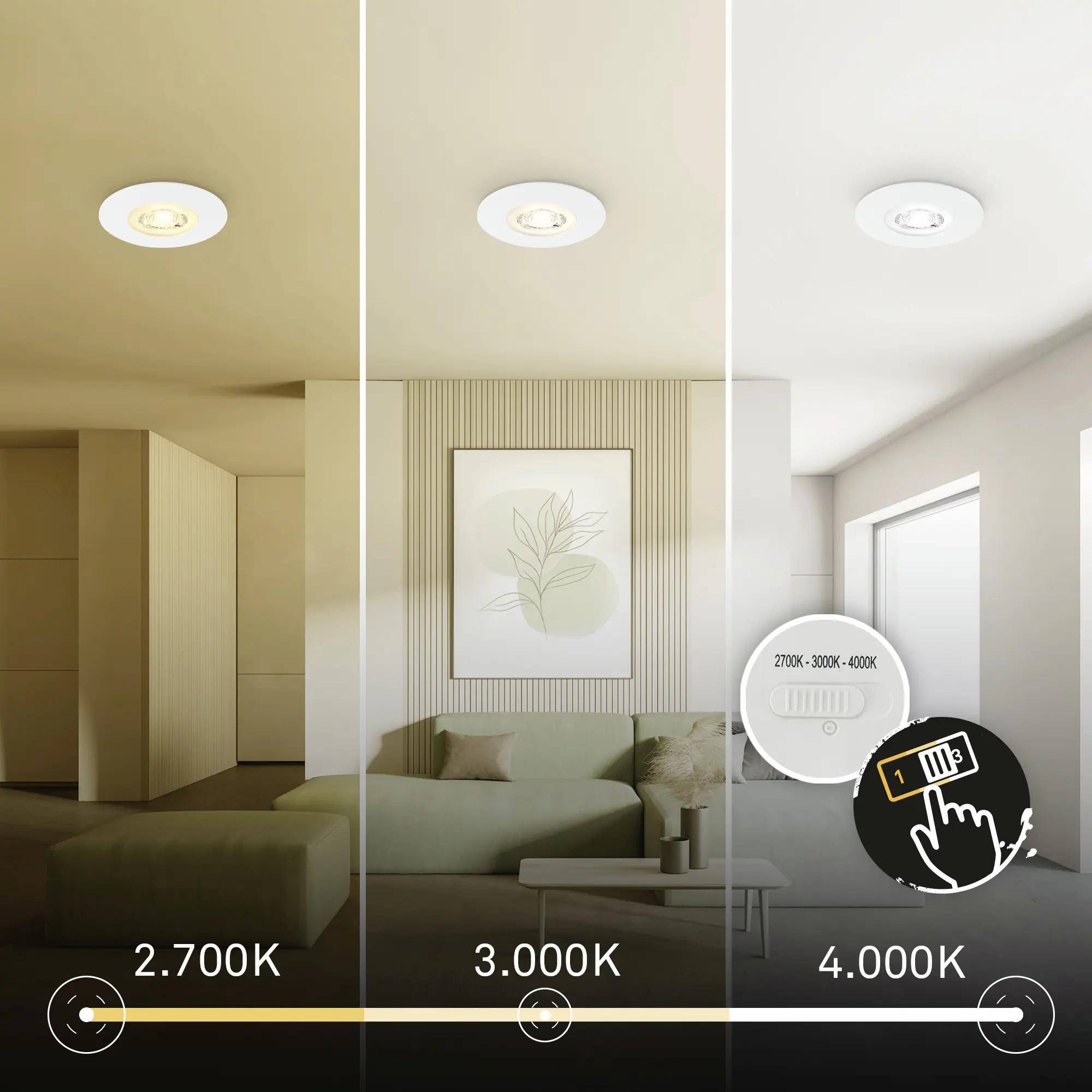 Briloner LED Einbauleuchten Dimara Ø 9 x 3 cm warmweiß/neutralweiß chrom dimmbar 3er-Set
