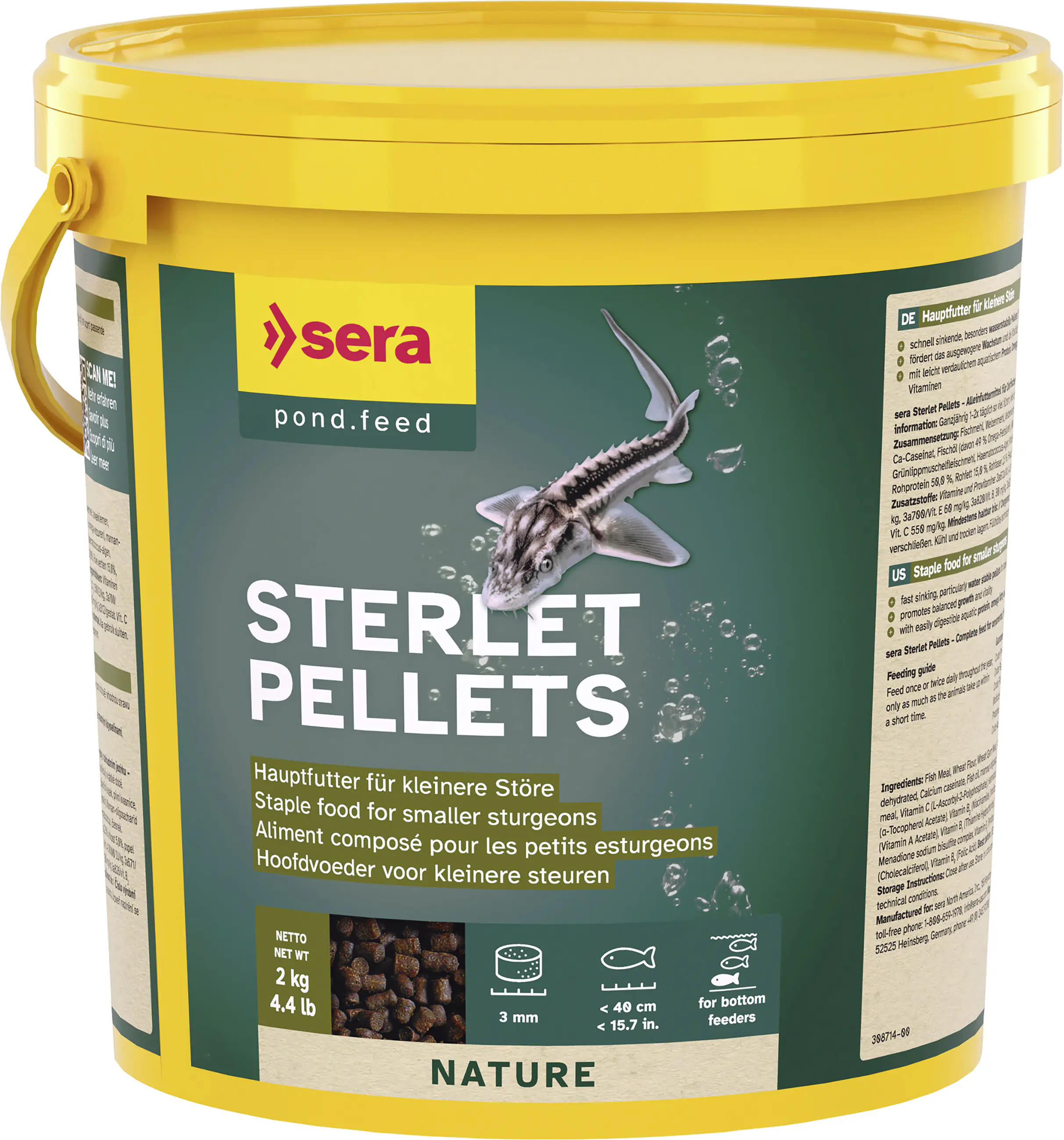 Sera Fischfutter Teich Sterlet Pellets für kleinere Störe 3,8 L