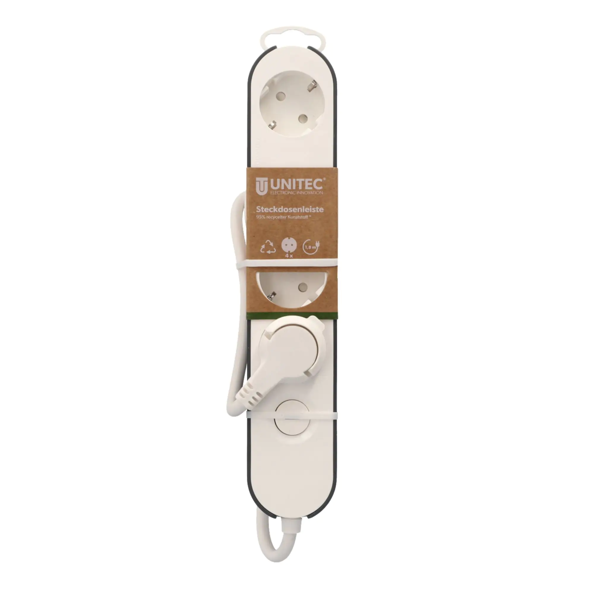 Unitec Tischsteckdose Greenline 4-fach 1,8 Meter mit Schalter weiß/anthrazit