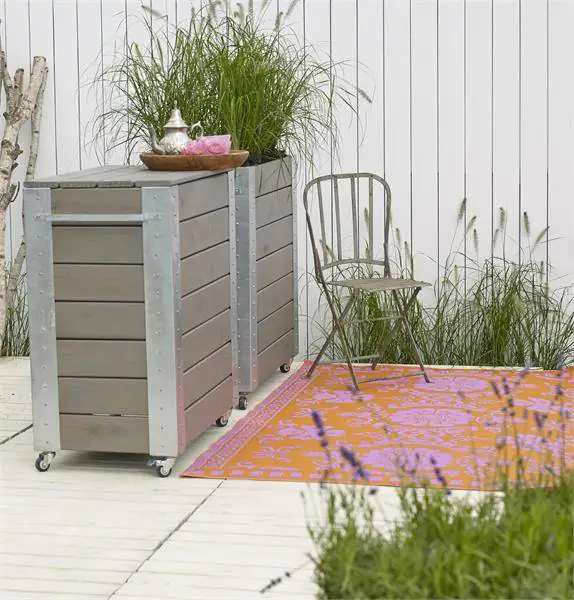Plus Blumenkasten Cubic 87 x 50 x 95 cm graubraun mit Räder