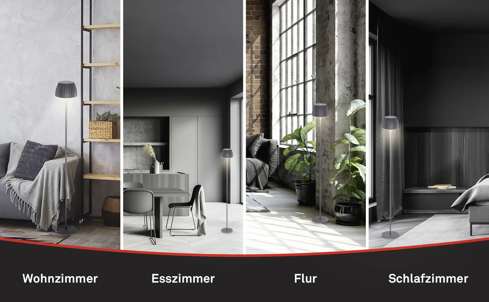 Briloner LED-Stehleuchte Riffle mit Akku anthrazit dimmbar