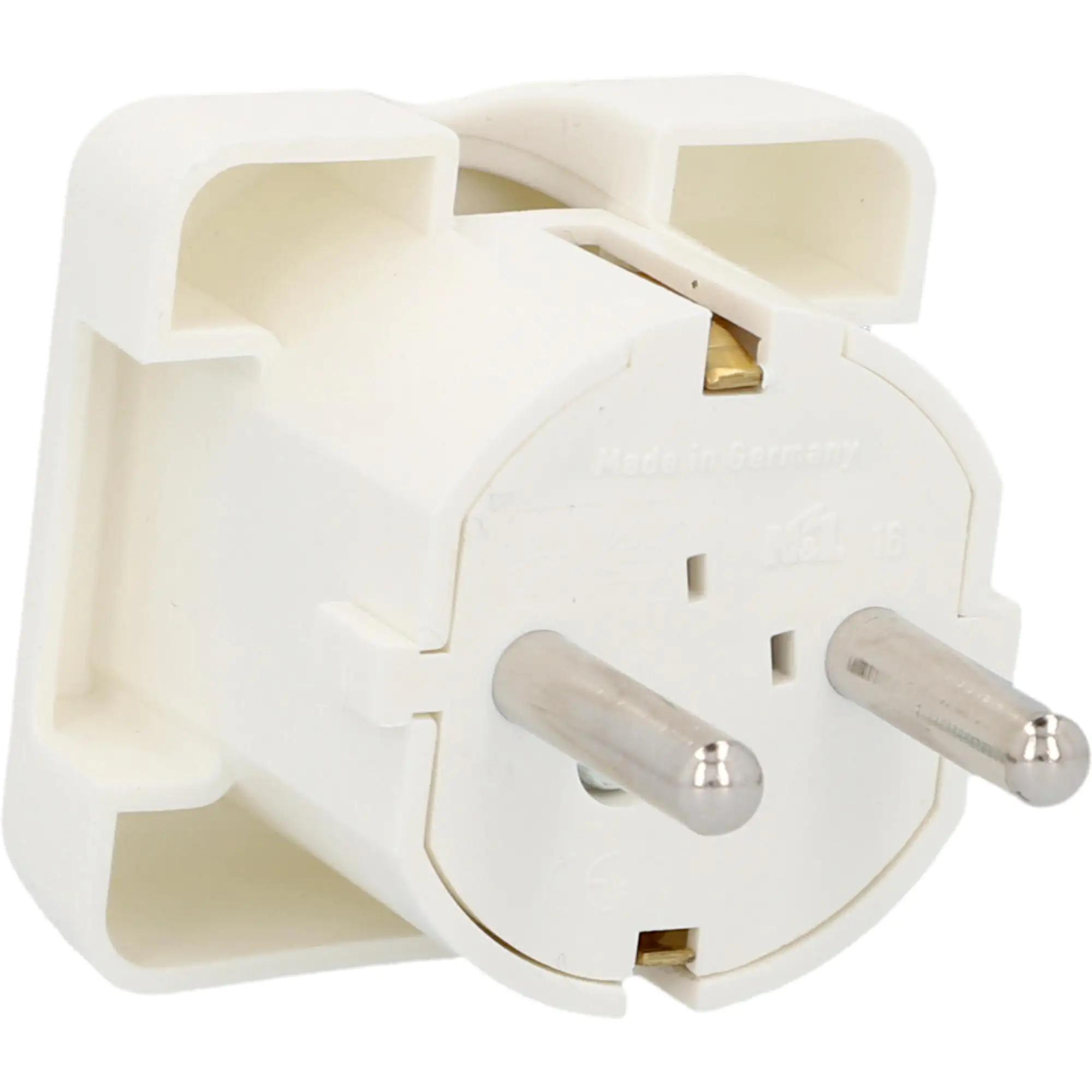 Schutzkontakt-Flächen-Stecker seitliche Einführung weiß