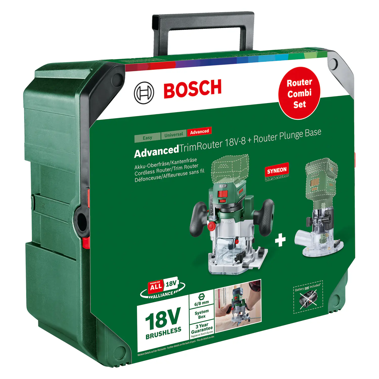Bosch Akku-Oberfräse Router Combi Set 18V Solo