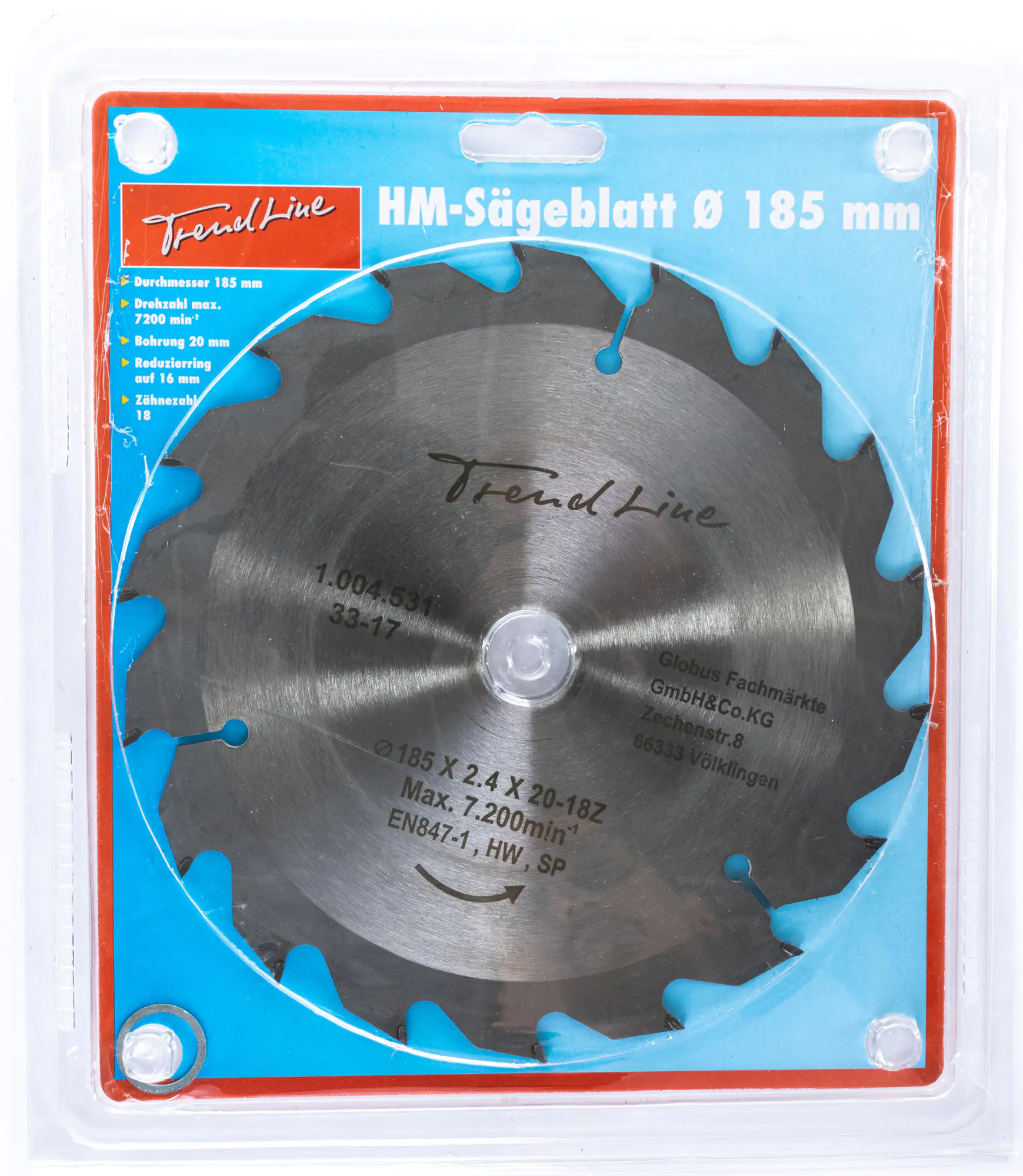 TrendLine HM-Kreissägeblatt Ø 185 mm Bohrung Ø 20 mm