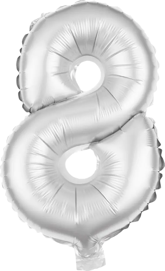 Folienballon Zahl 8 silber 100 cm