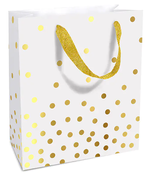 Braun & Company Geschenktragetasche Golden Dots weiß 18 x 21 x 8 cm