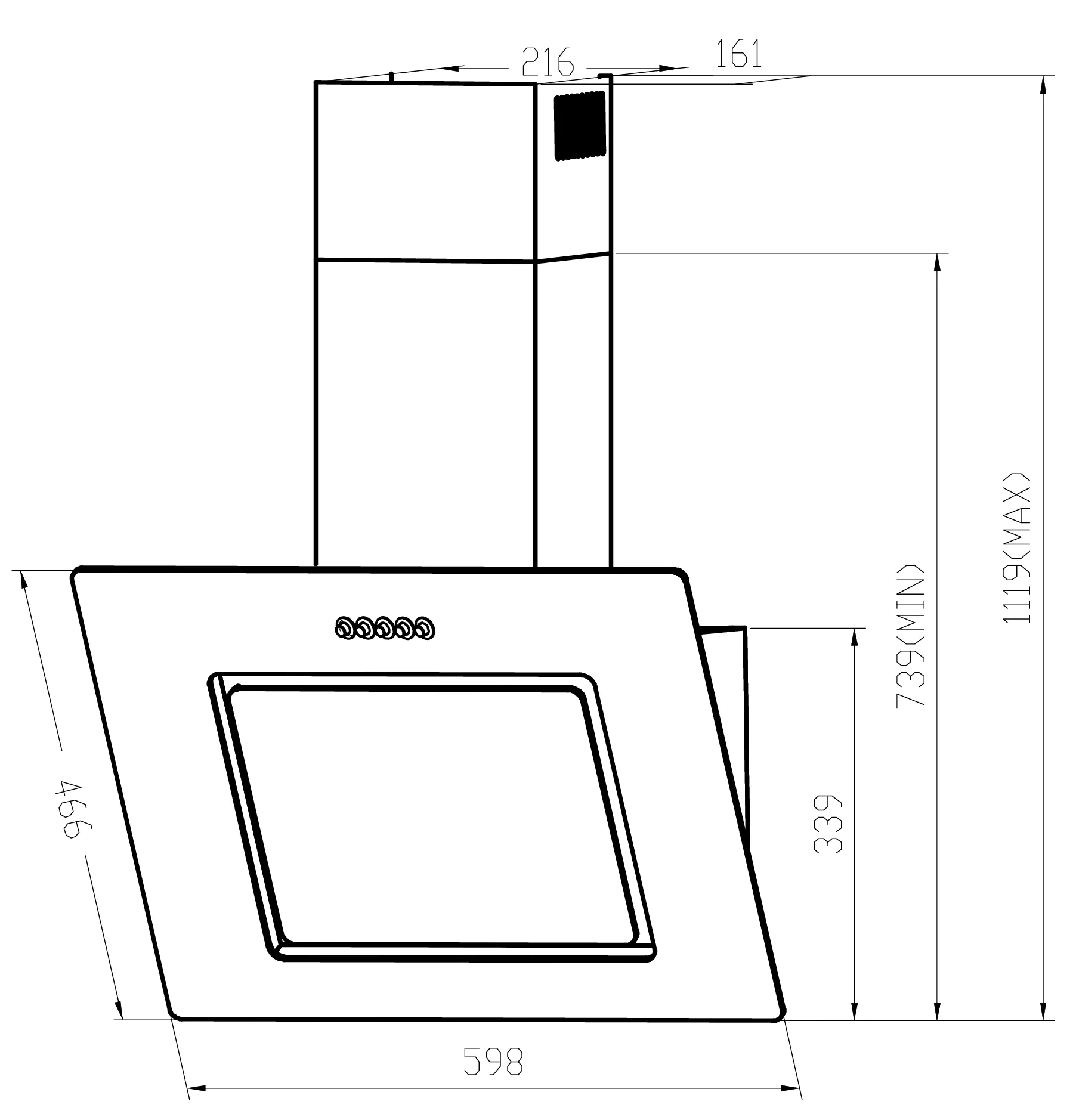 respekta Schräghaube CH22010SBZ 60 cm