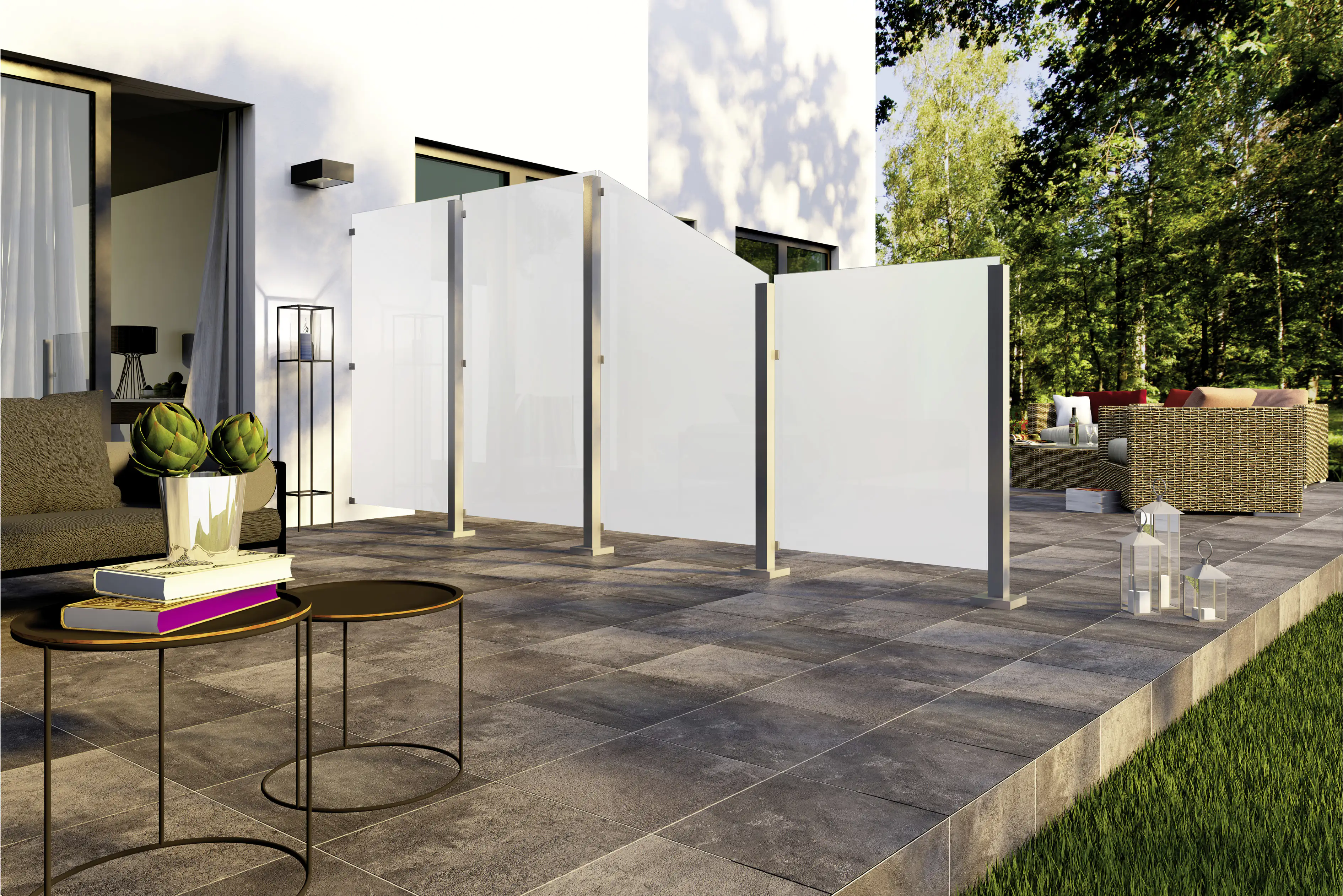 Ambiente Endpfosten-Set zum ANSCHRAUBEN 187 cm, 60 x 60 mm, Edelstahl V2A