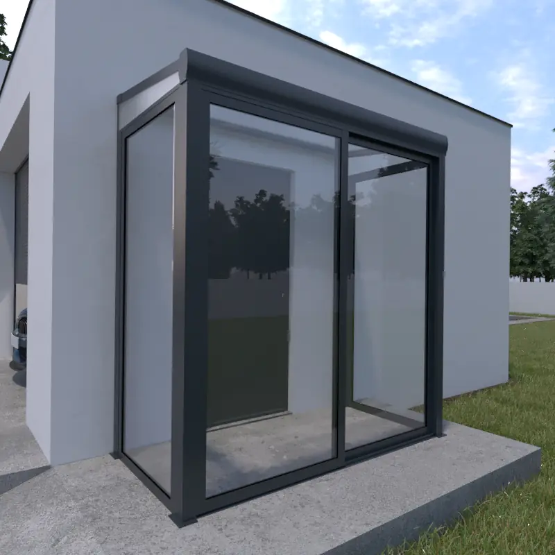 Haustürüberdachung mit Glaselemente 200 x 100 cm grau