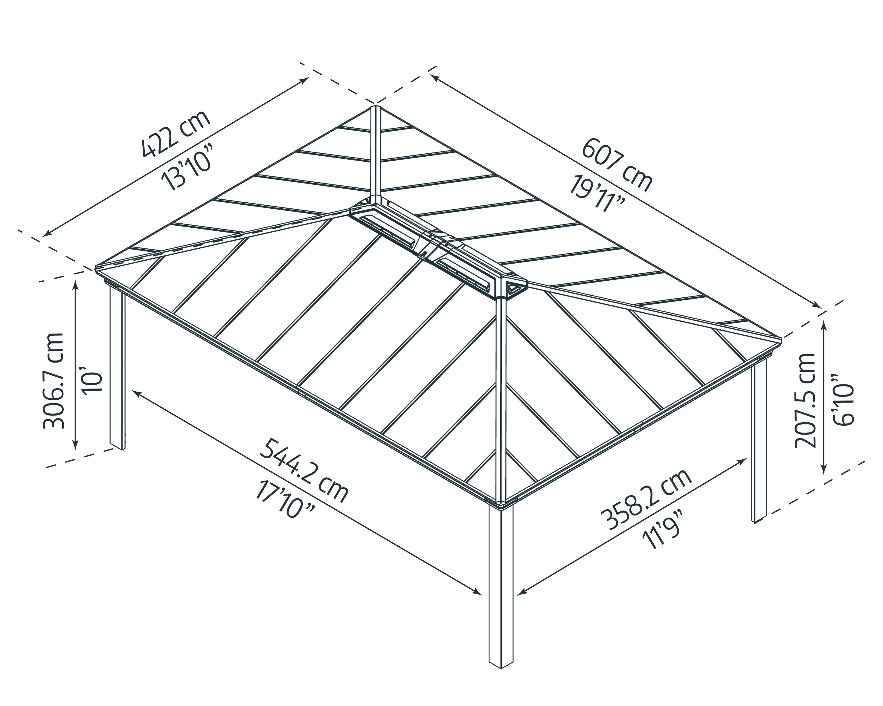 Canopia Pavillon Dallas 612 x 426 cm Aluminium anthrazit