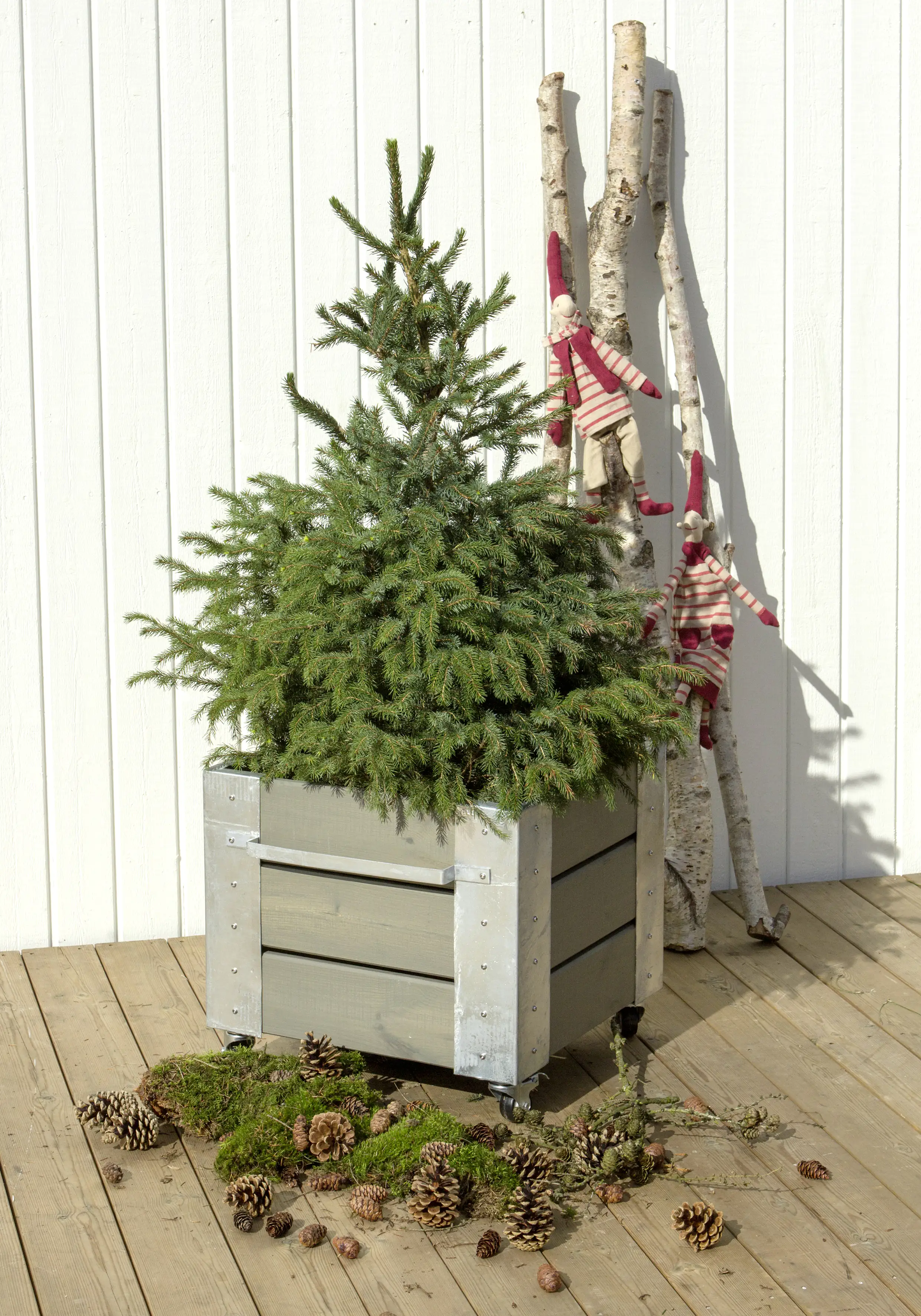 Plus Blumenkasten Cubic 47 x 50 x 47 cm graubraun mit Räder
