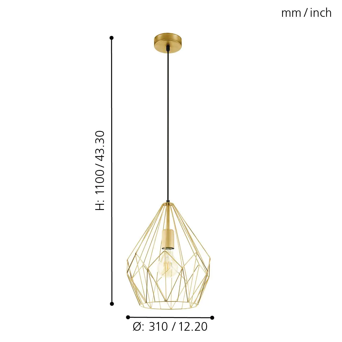 Eglo Pendelleuchte Carlton gold Ø 31 cm E27