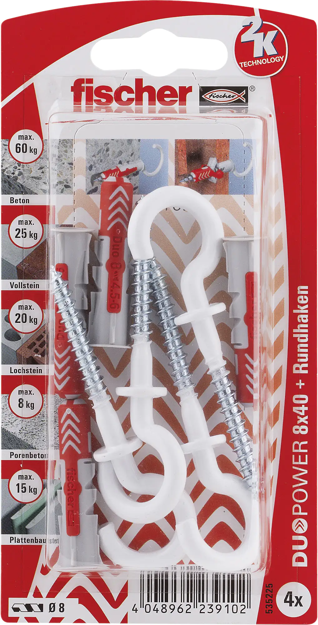 Fischer Dübel-Set Duopower 8.0 x 40 mm - 4 Stück