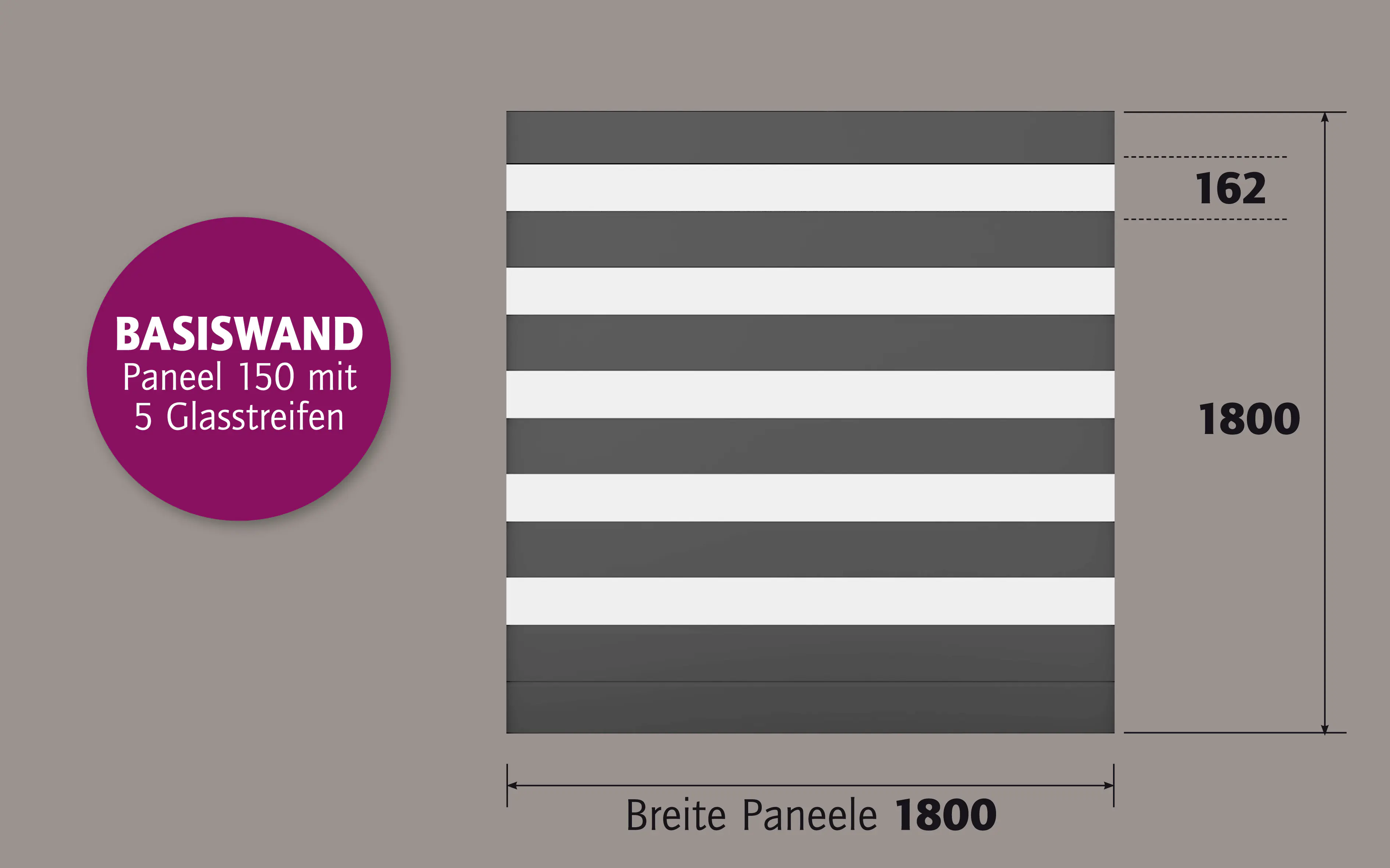 Ambiente Alu-Zaun Paneel 150 + ESG 8 mm 180 cm x 180 cm 22 mm stark