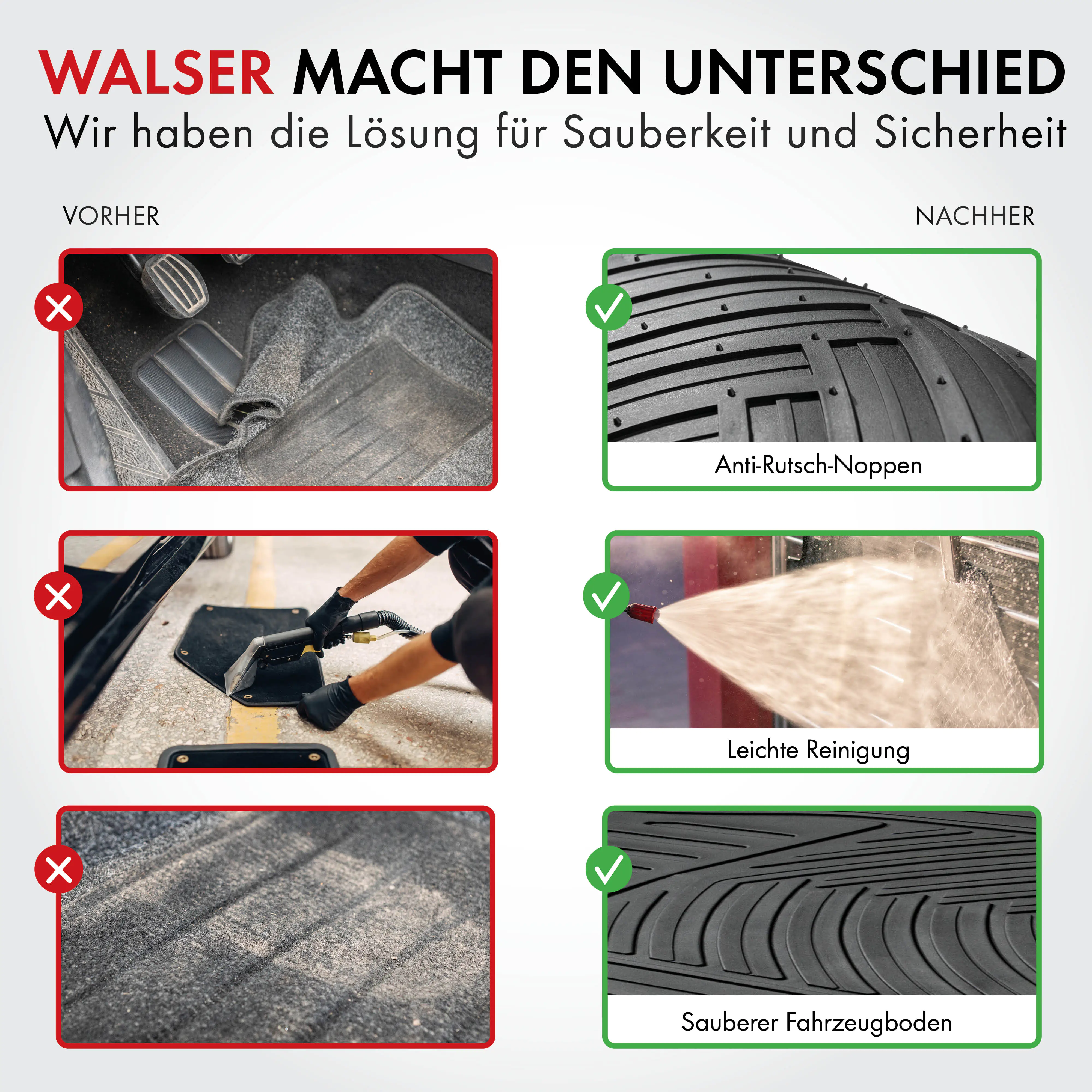 Walser Universal Fußmatten Herkules zuschneidbar schwarz 4-teilig
