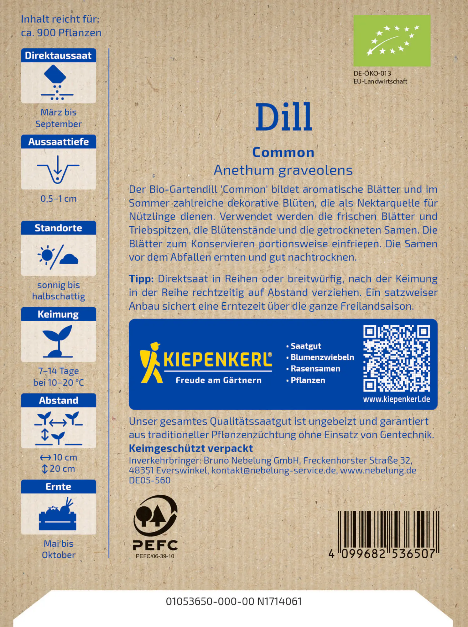 Kiepenkerl Saatgut BIO Dill für ca. 900 Pflanzen
